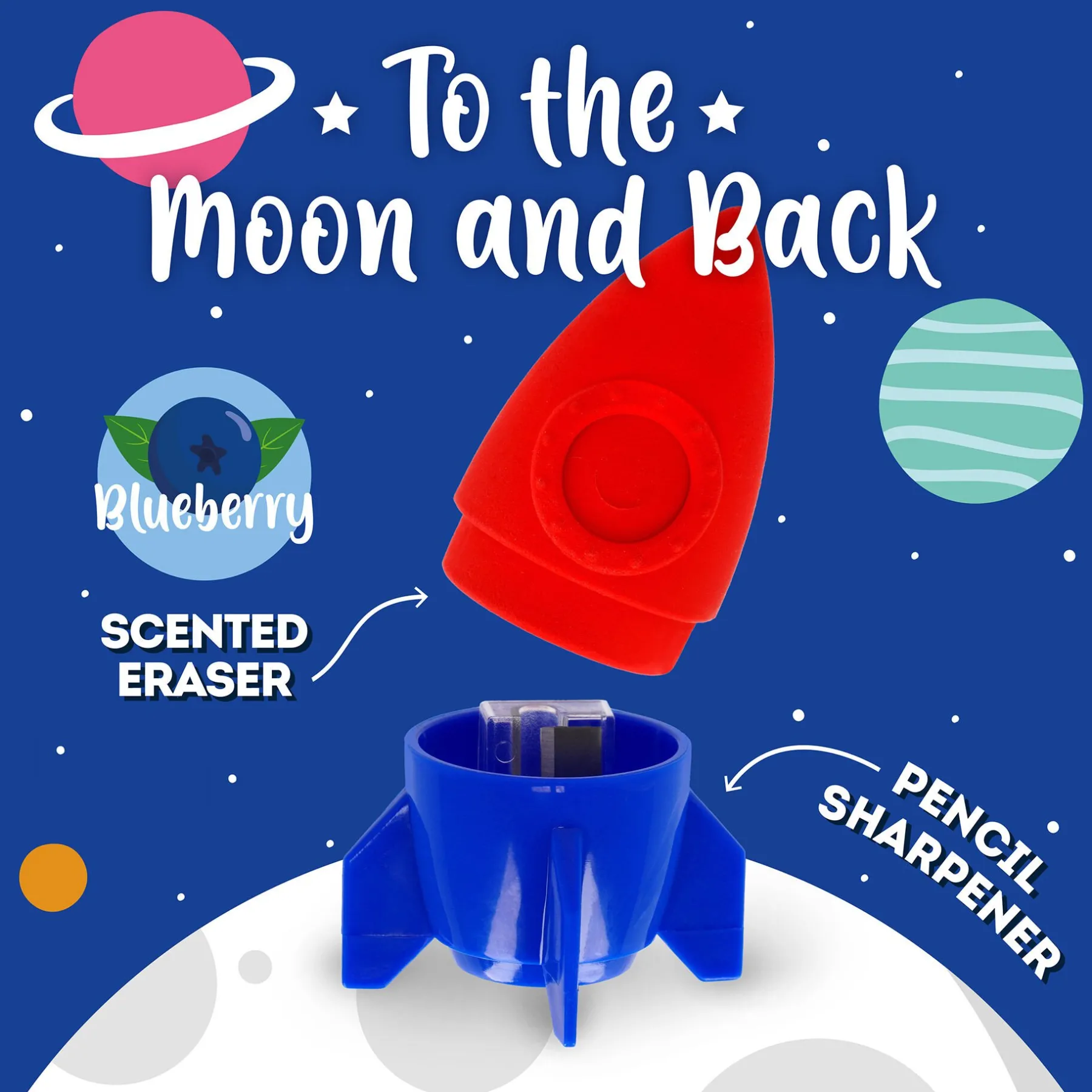 Legami Spitzer|Radiergummis Und Korrekturroller*Anspitzer mit Radiergummi - To The Moon And Back
