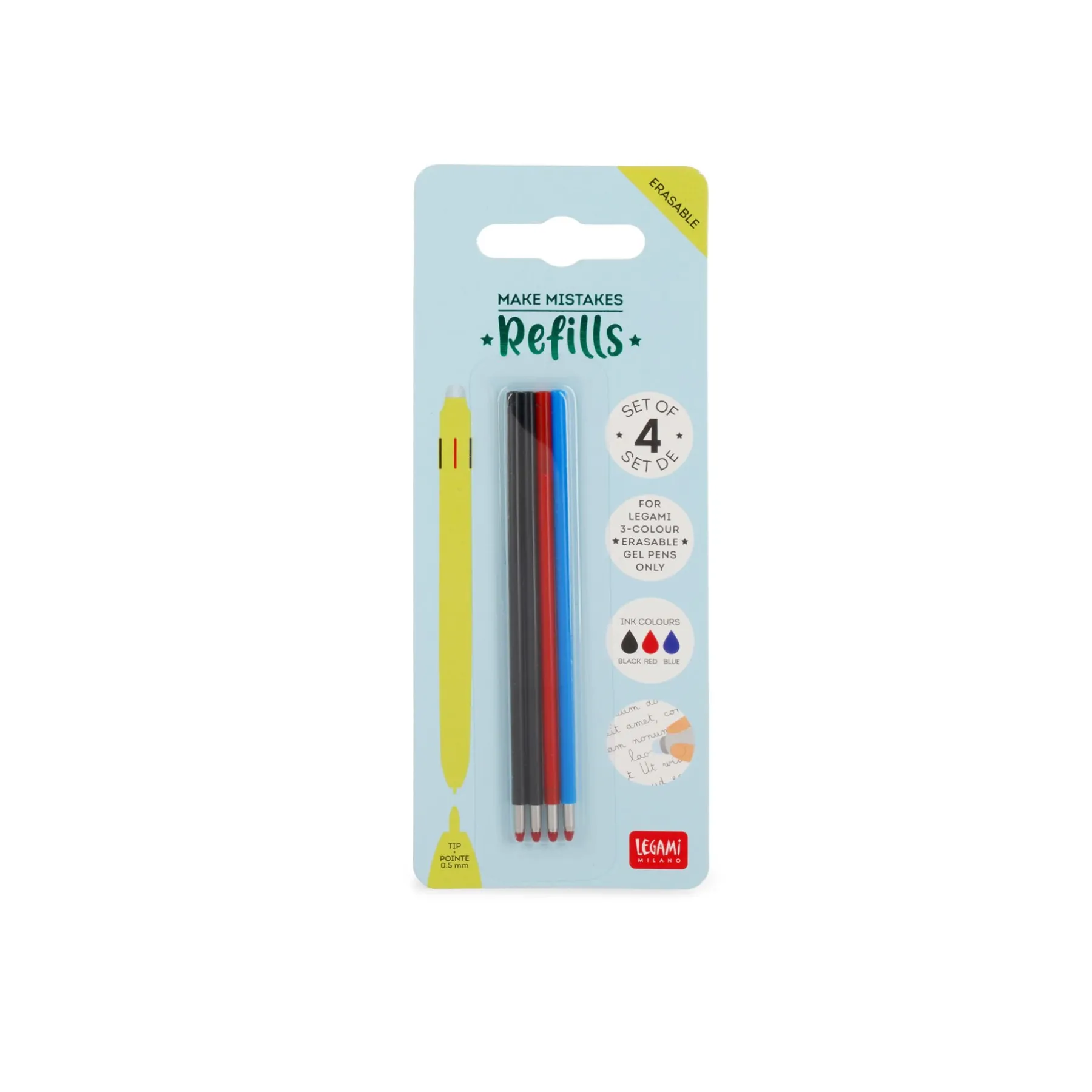 Legami Erasables Stifte Nachfüllminen*Ersatzminen für löschbaren Gelstift in 3 Farben im 4-er Set