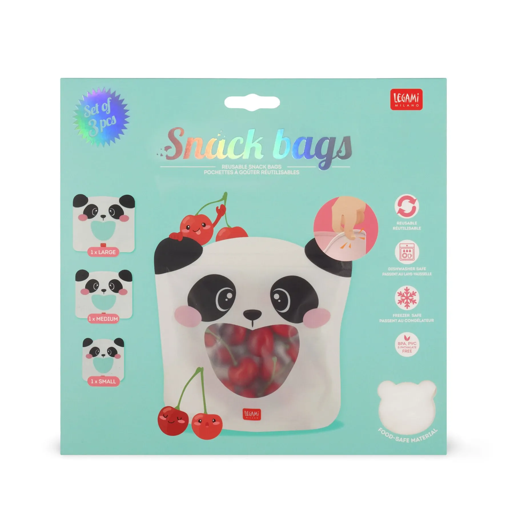 Legami Weitere Küchen-Accessoires*3er-Set Lebensmittelbeutel - Snack Bags