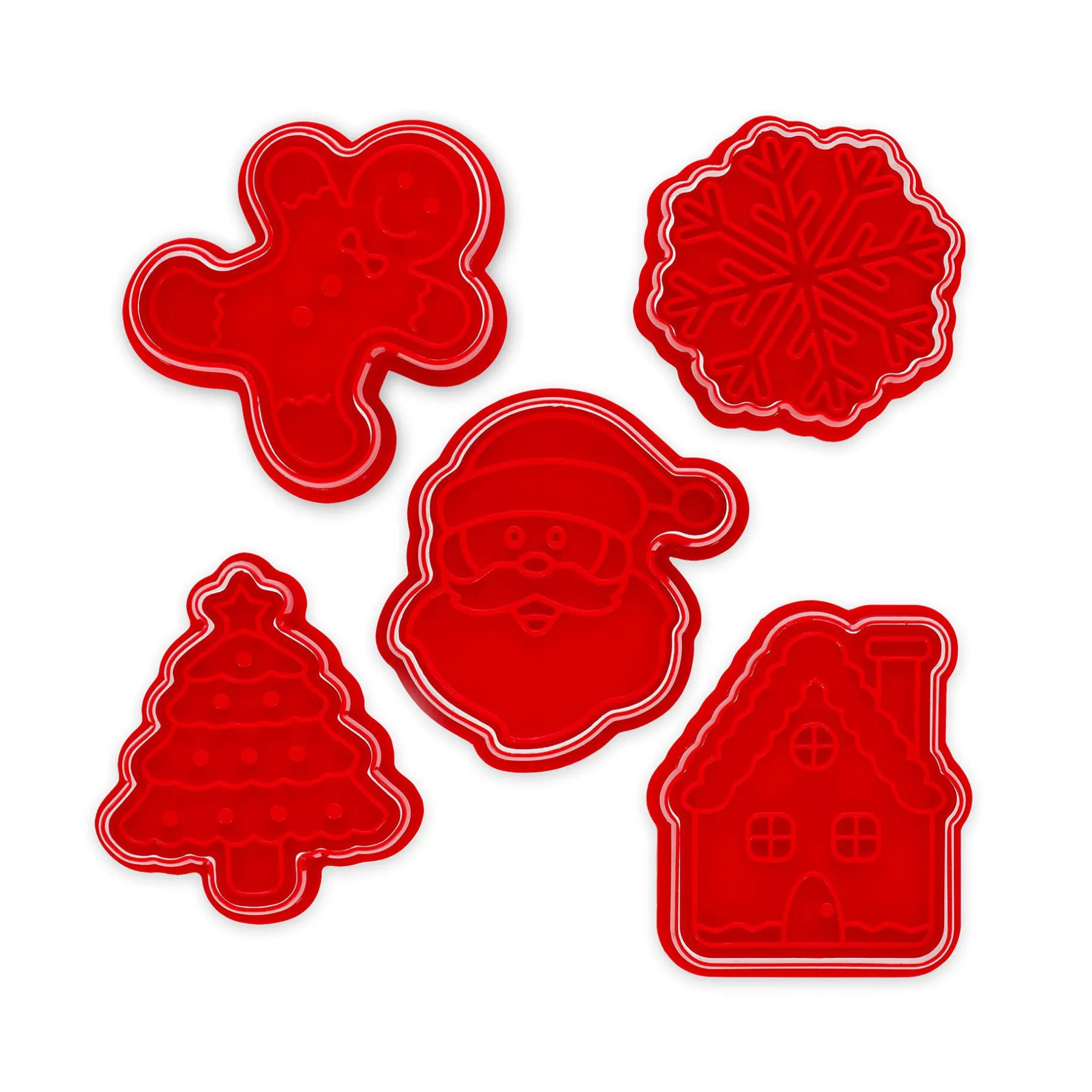 Legami Weitere Küchen-Accessoires|Party-Accessoires*5er-Set Plätzchenformen mit Stempel - Cookie Time!