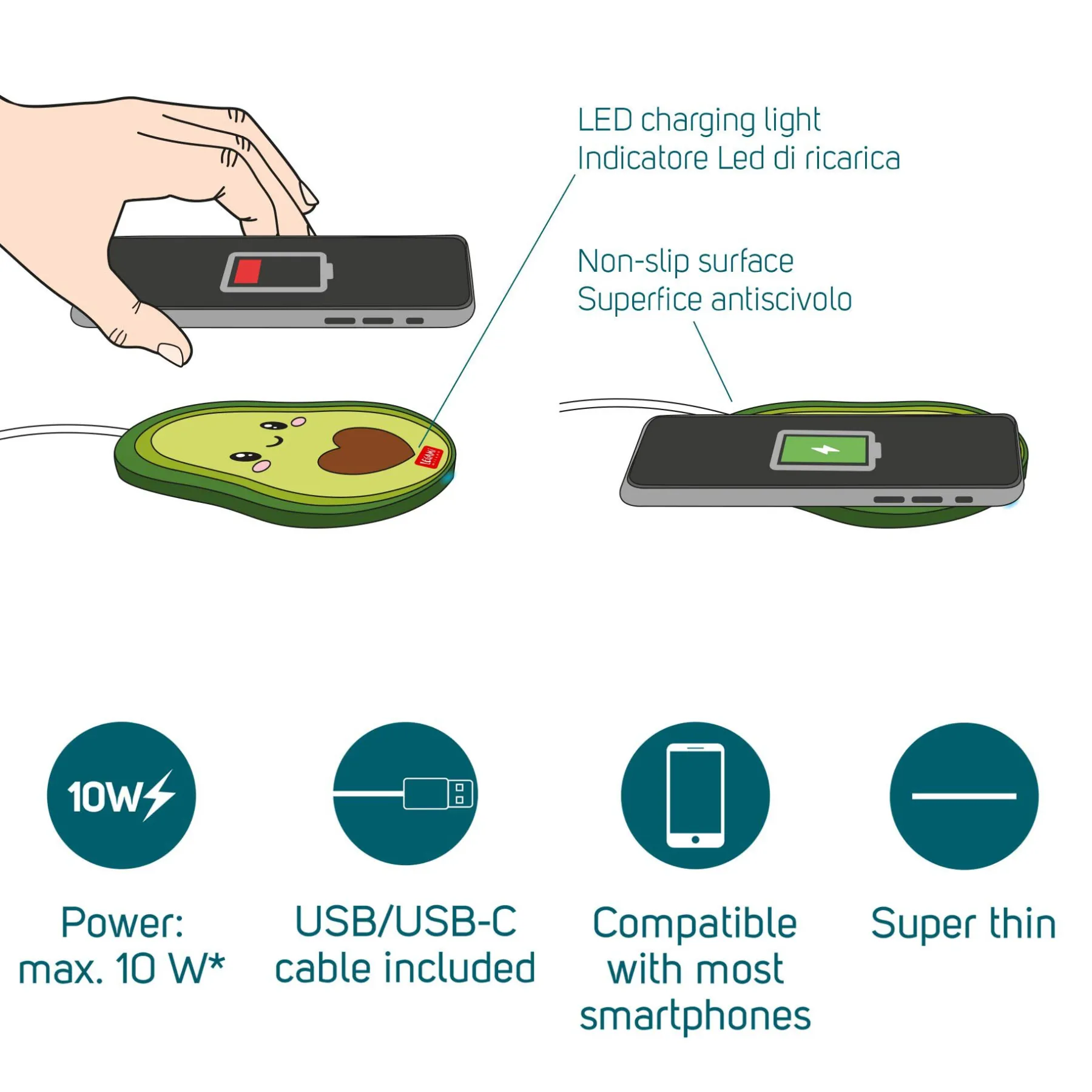 Legami Power-Banks Und Ladegeräte*Kabellose Ladestation für Smartphone - Super Fast