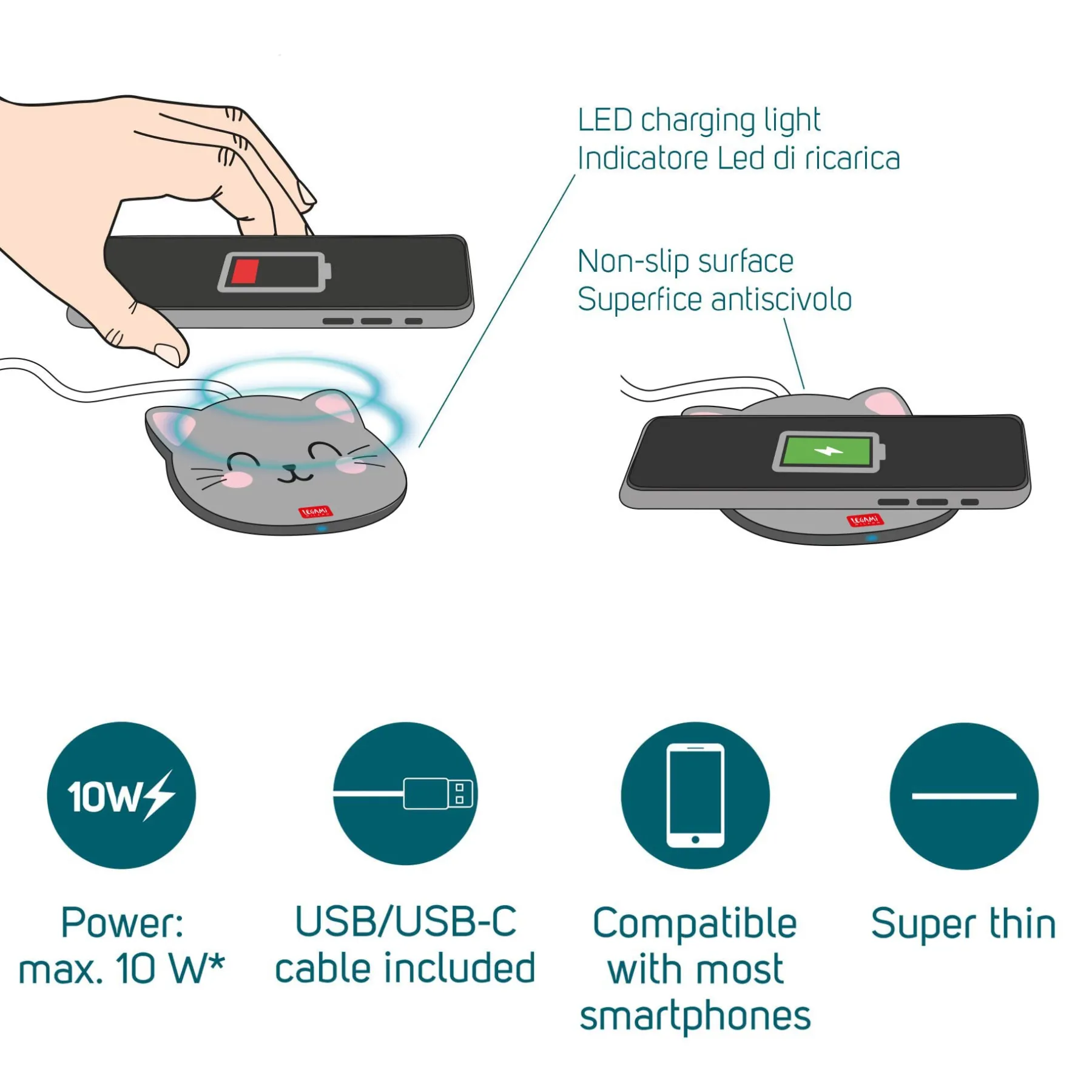 Legami Power-Banks Und Ladegeräte*Kabellose Ladestation für Smartphone - Super Fast