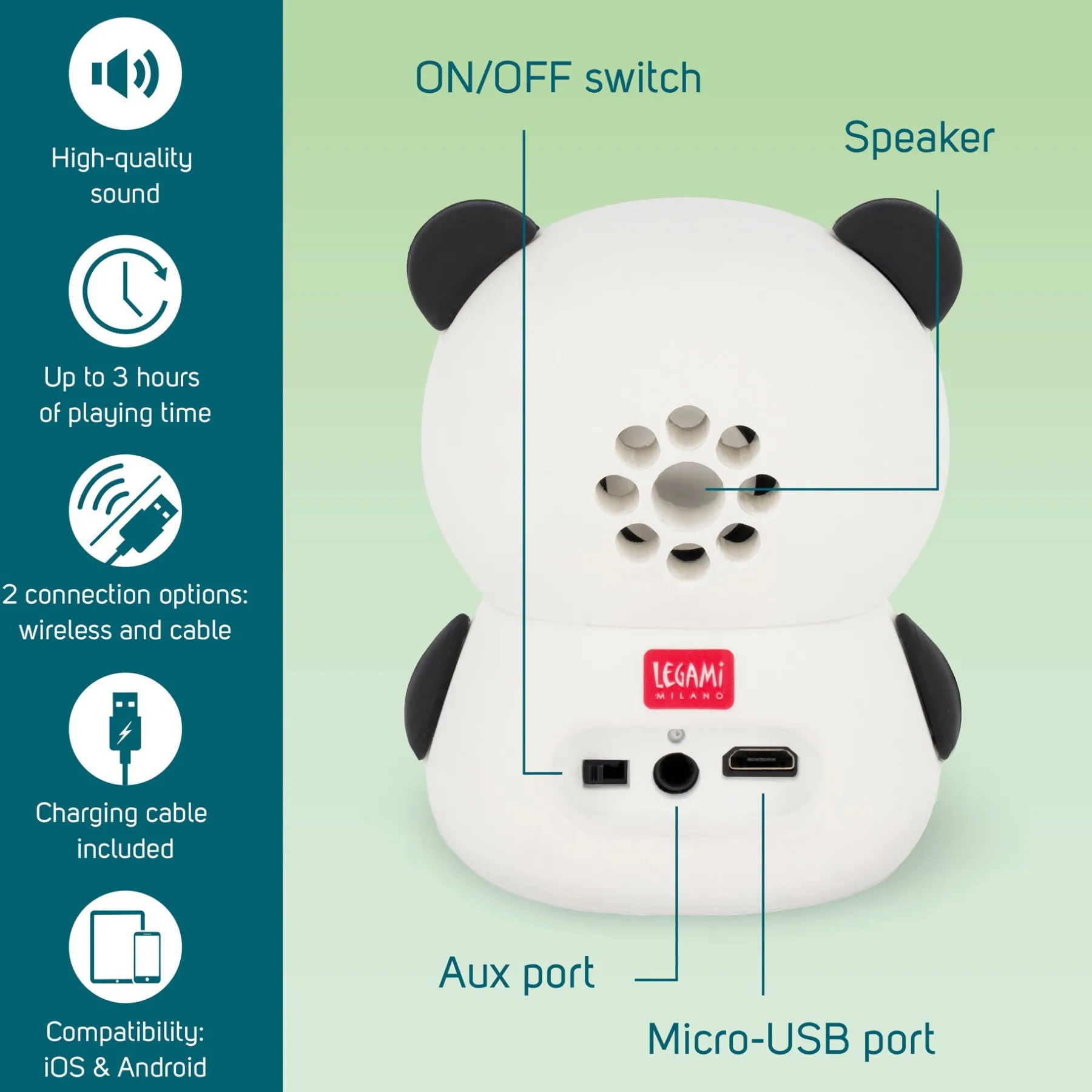 Legami Lautsprecher*Kabelloser Speaker mit Halterung - The Sound of Cuteness