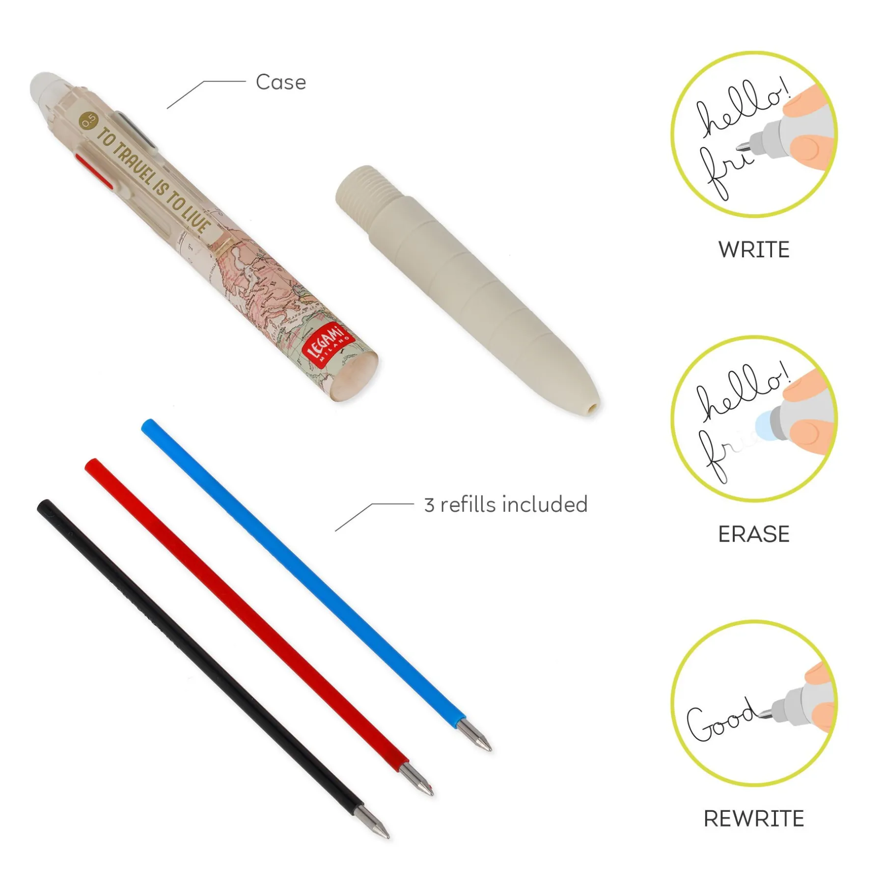 Legami Löschbare Stifte*Löschbaren Gelstift in 3 Farben