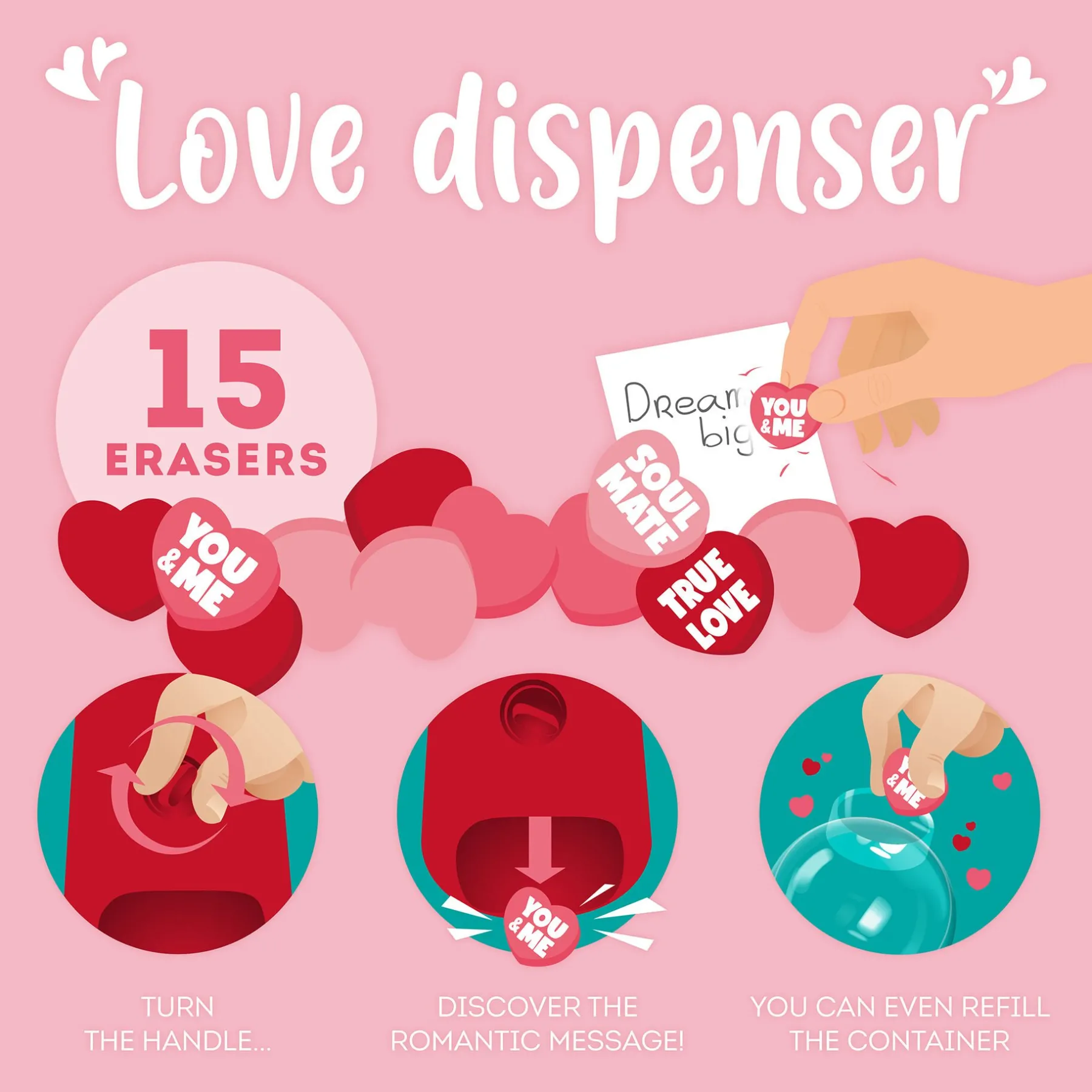 Legami Radiergummis Und Korrekturroller*Mini-Radiergummispender - Love Dispenser