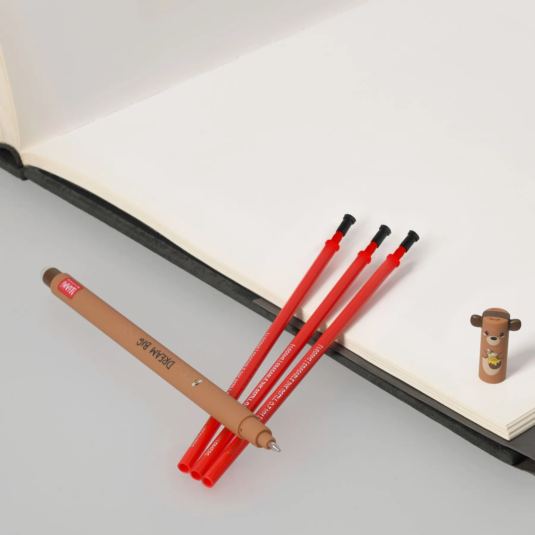 Legami Erasables Stifte Nachfüllminen|Löschbare Stifte*Set Löschbarer Stift Teddy Bear mit roter Ersatzmine