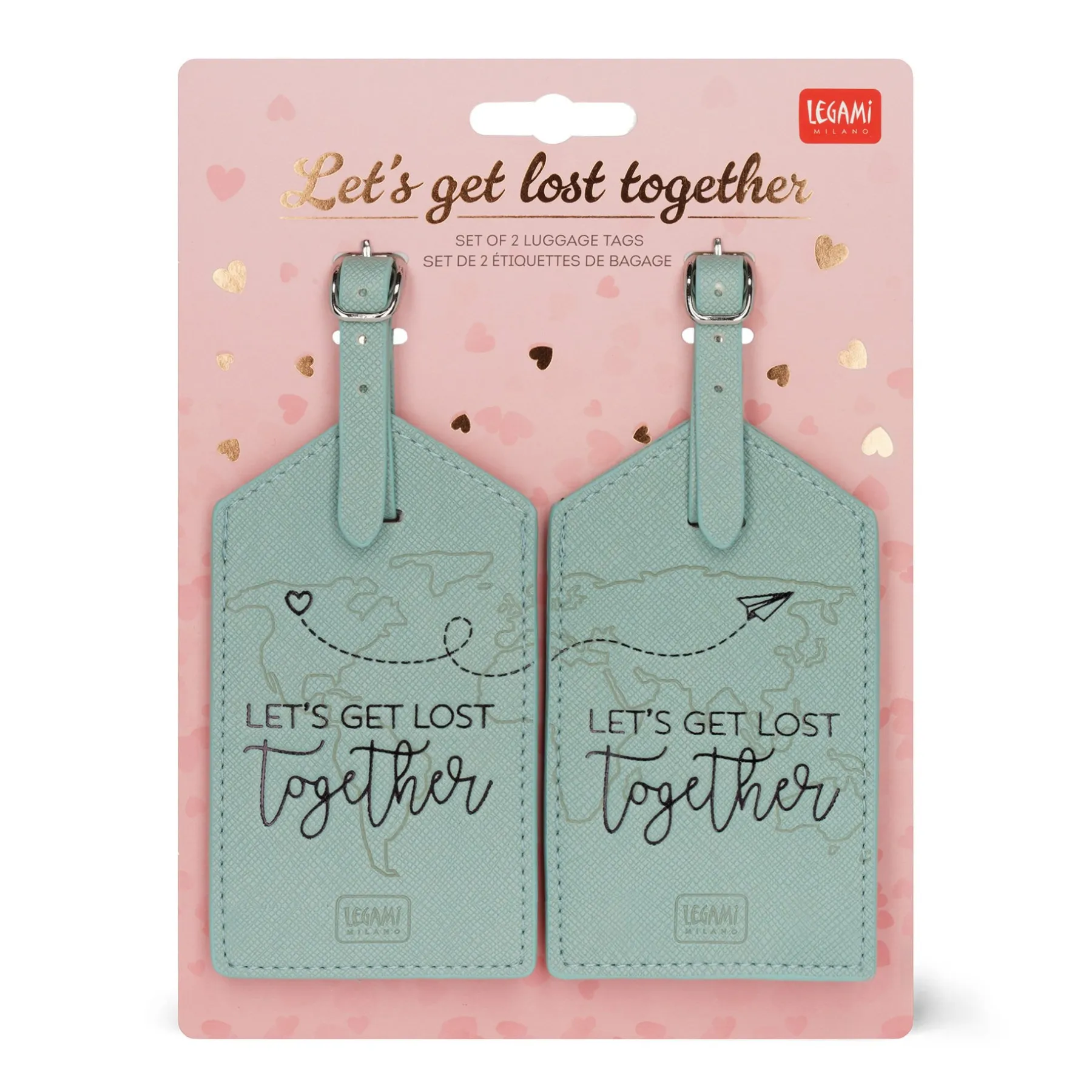 Legami Reise-Accessoires*Set mit 2 Kofferetiketten - Let's Get Lost Together