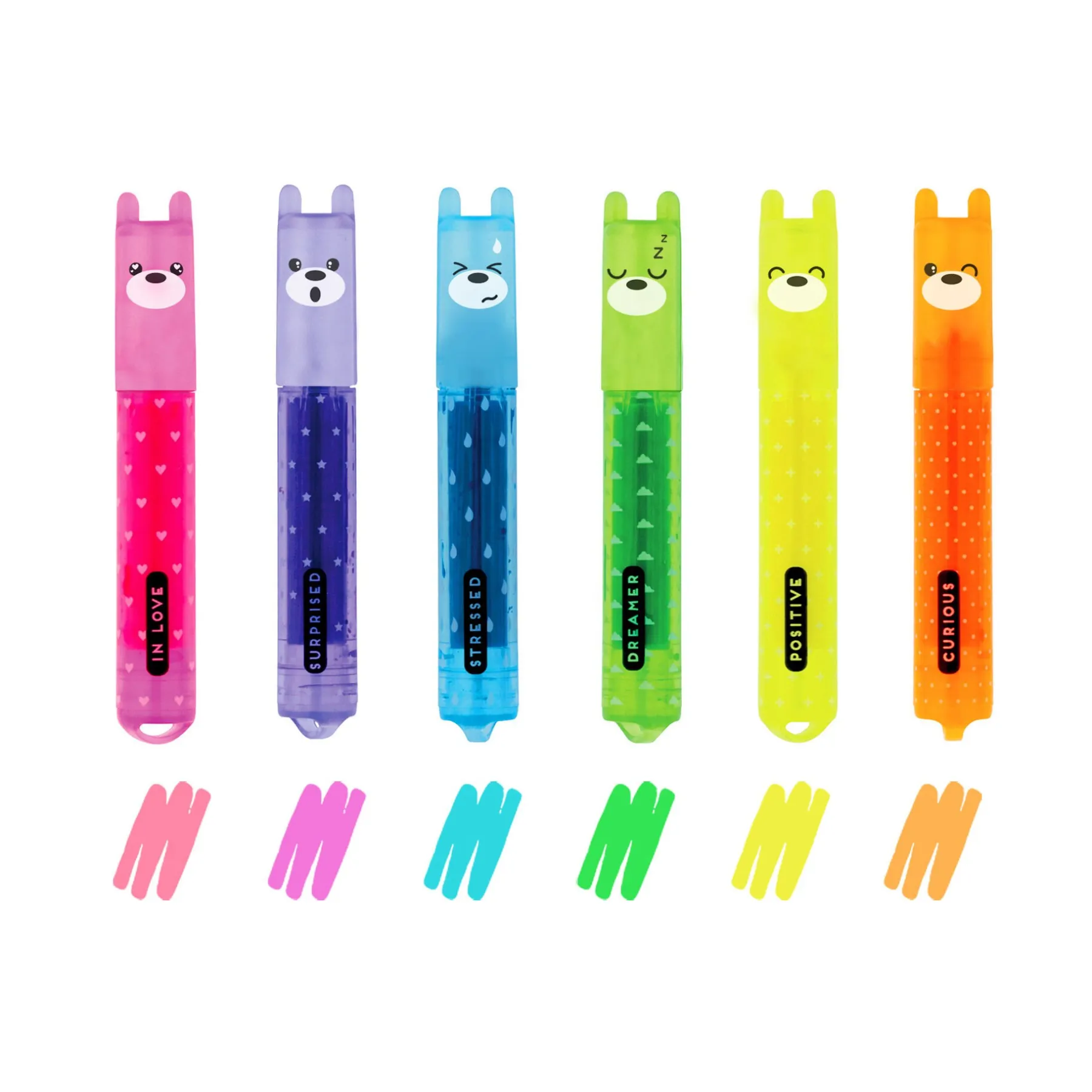 Legami Textmarker Und Filzstifte*Set mit 6 Mini-Textmarkern - Teddy‘s Mood