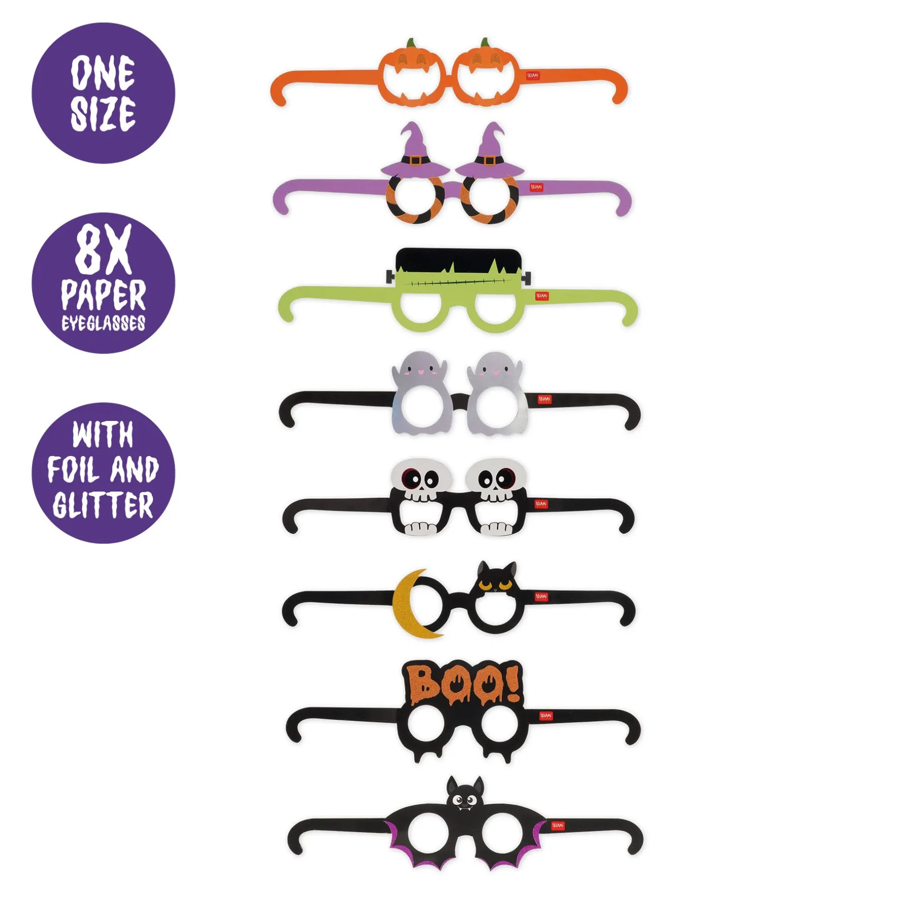 Legami Party-Accessoires*Set mit 8 Papierbrillen