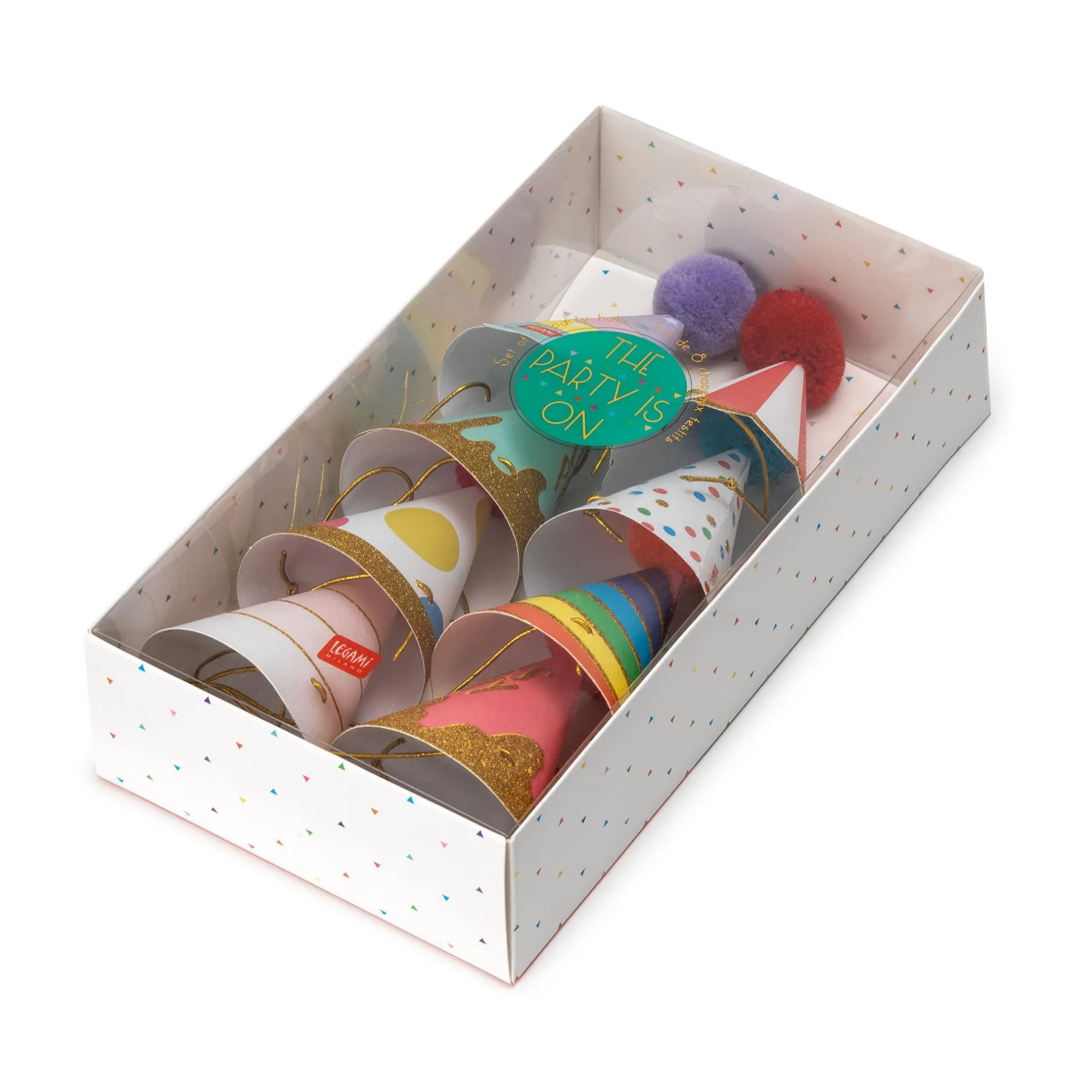 Legami Party-Accessoires*Set mit 8 Partyhütchen - The Party Is On