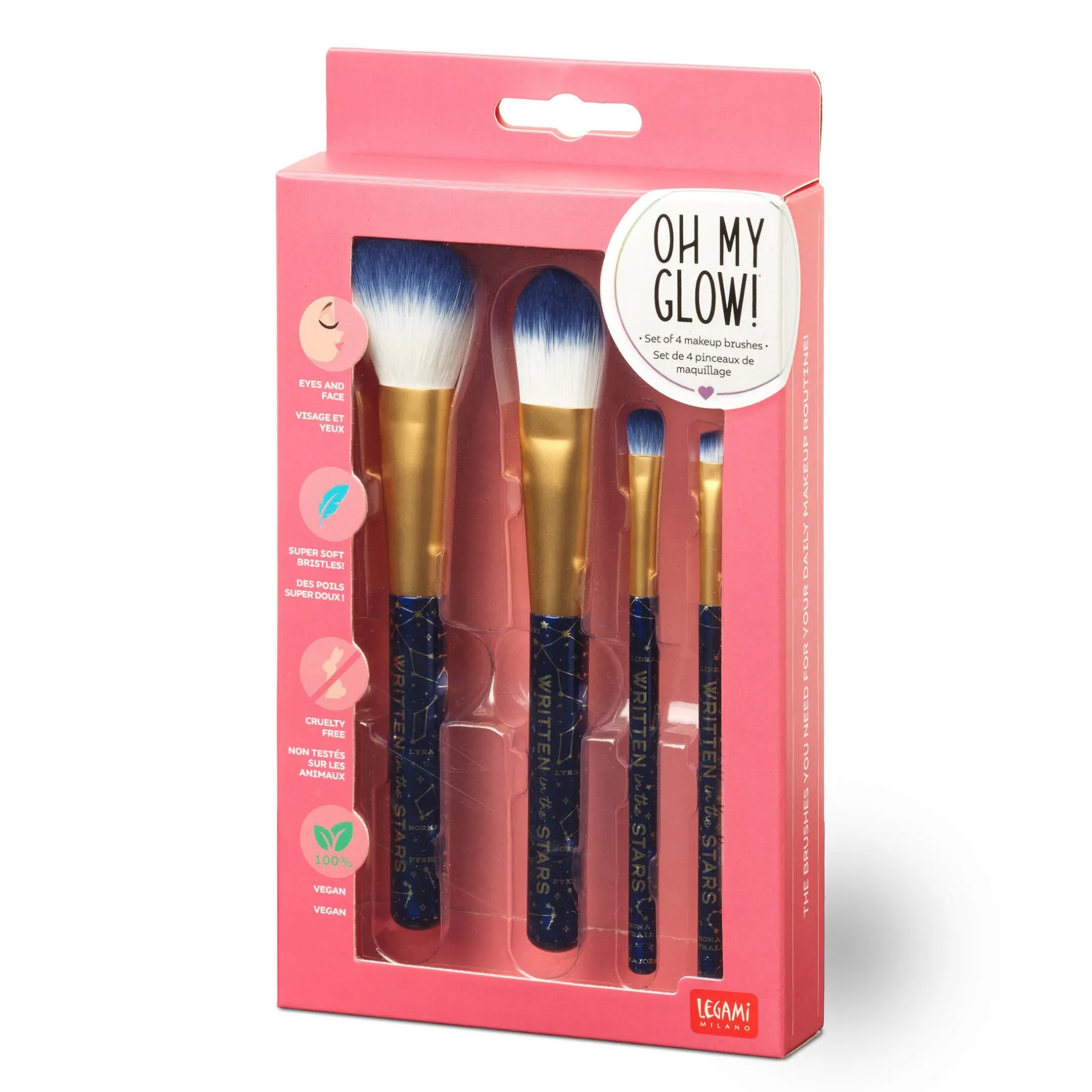 Legami Beauty-Accessoires*Set mit 4 Schminkpinseln - Oh My Glow!