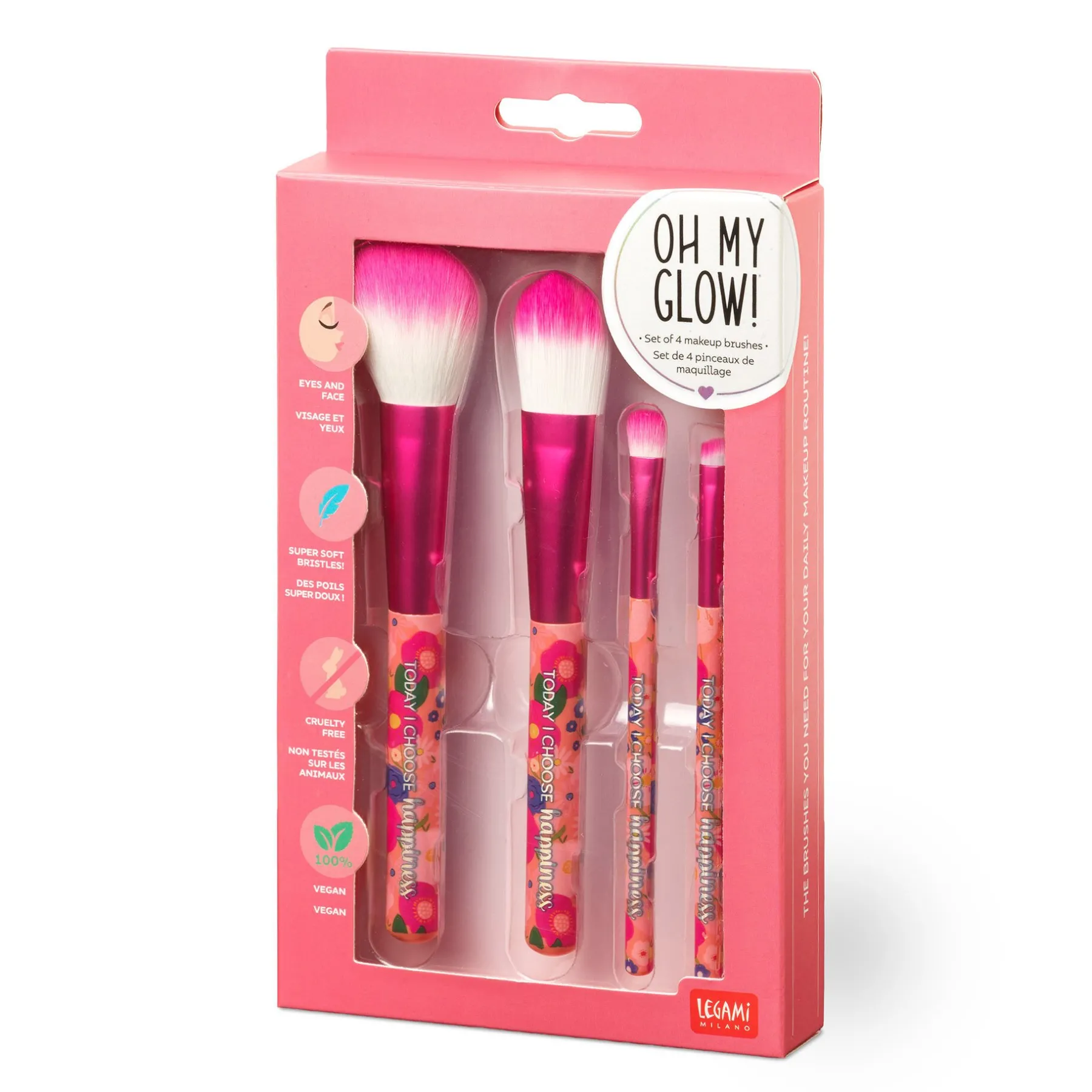 Legami Beauty-Accessoires*Set mit 4 Schminkpinseln - Oh My Glow!