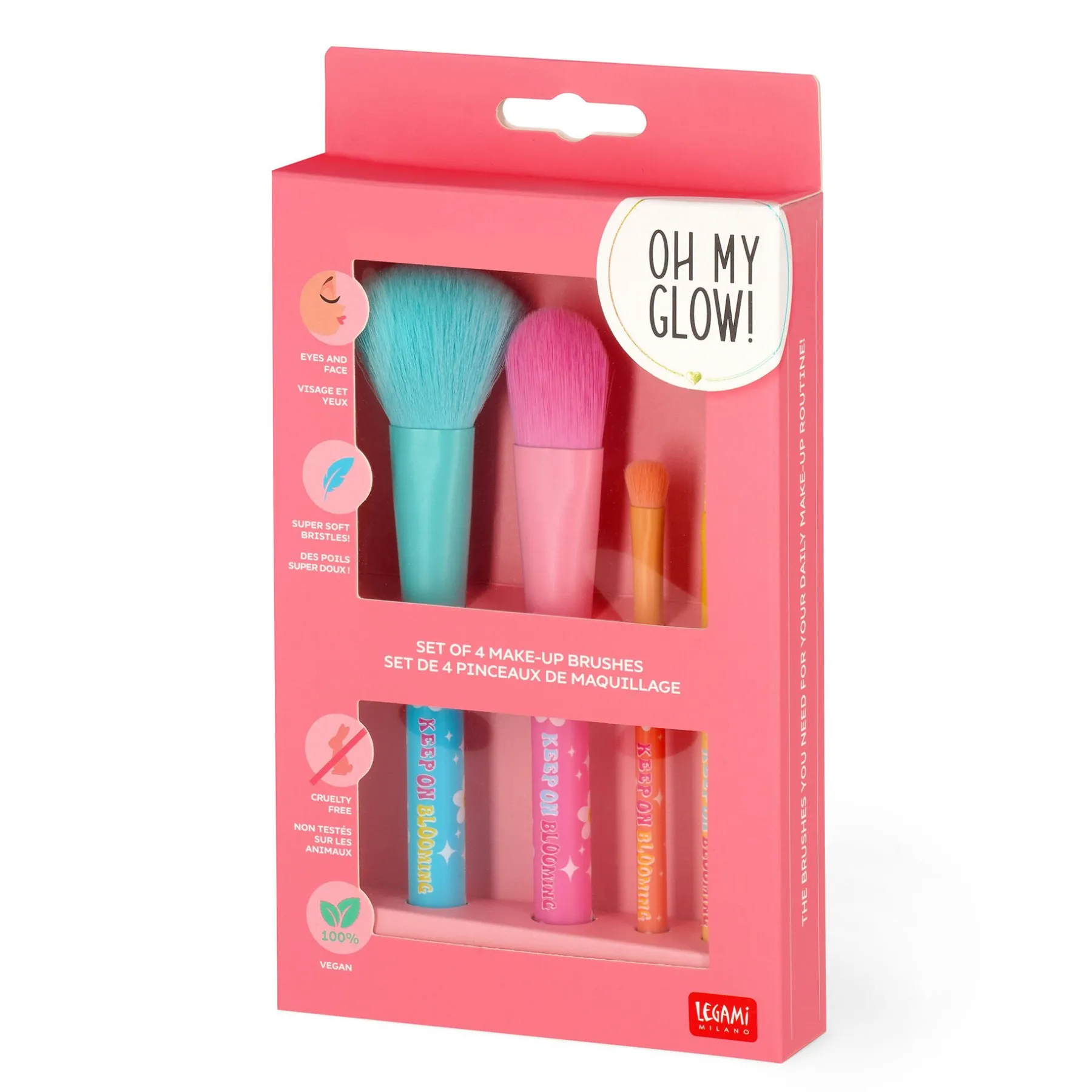 Legami Beauty-Accessoires*Set mit 4 Schminkpinseln - Oh My Glow!