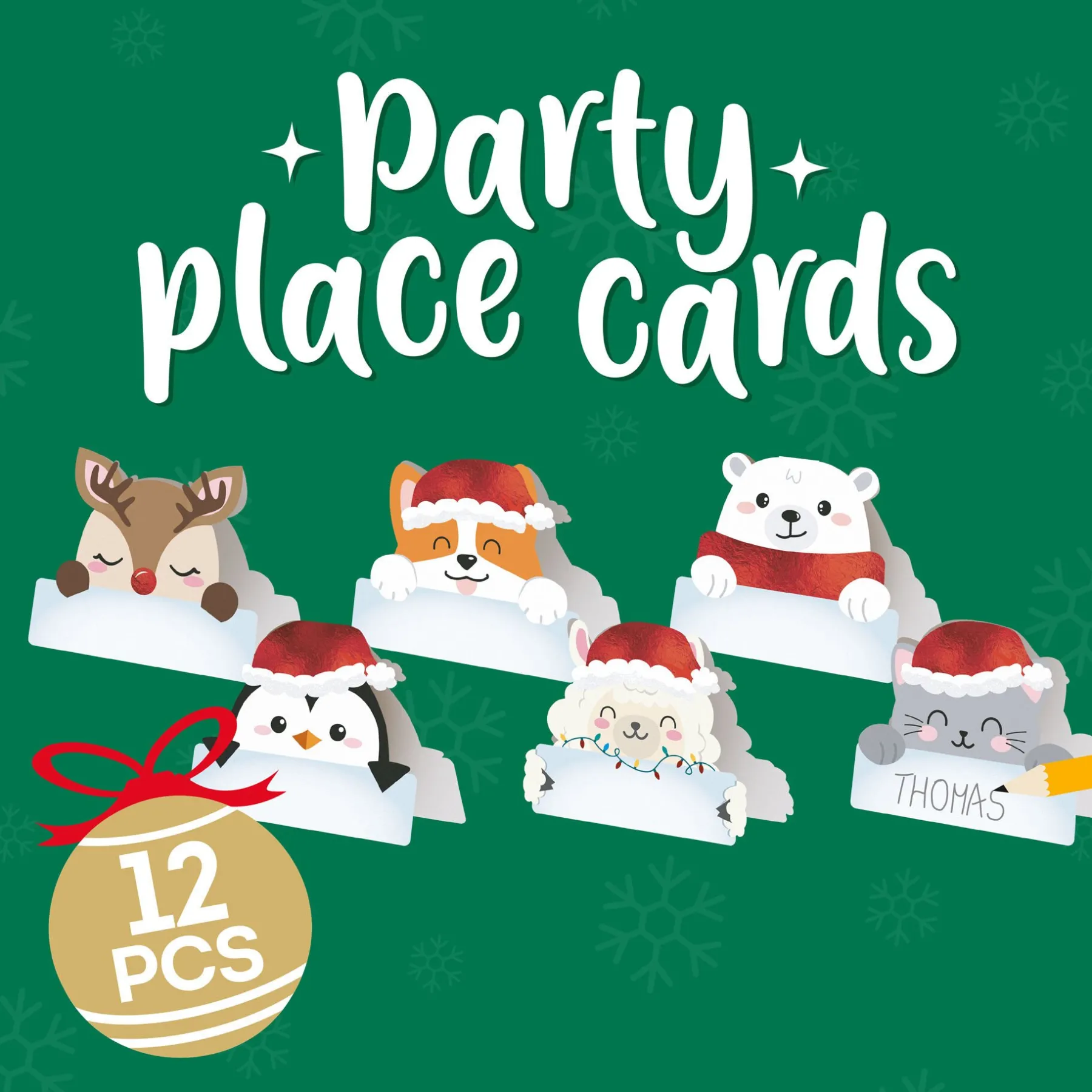 Legami Party-Accessoires*Set mit 12 weihnachtlichen Tischkärtchen