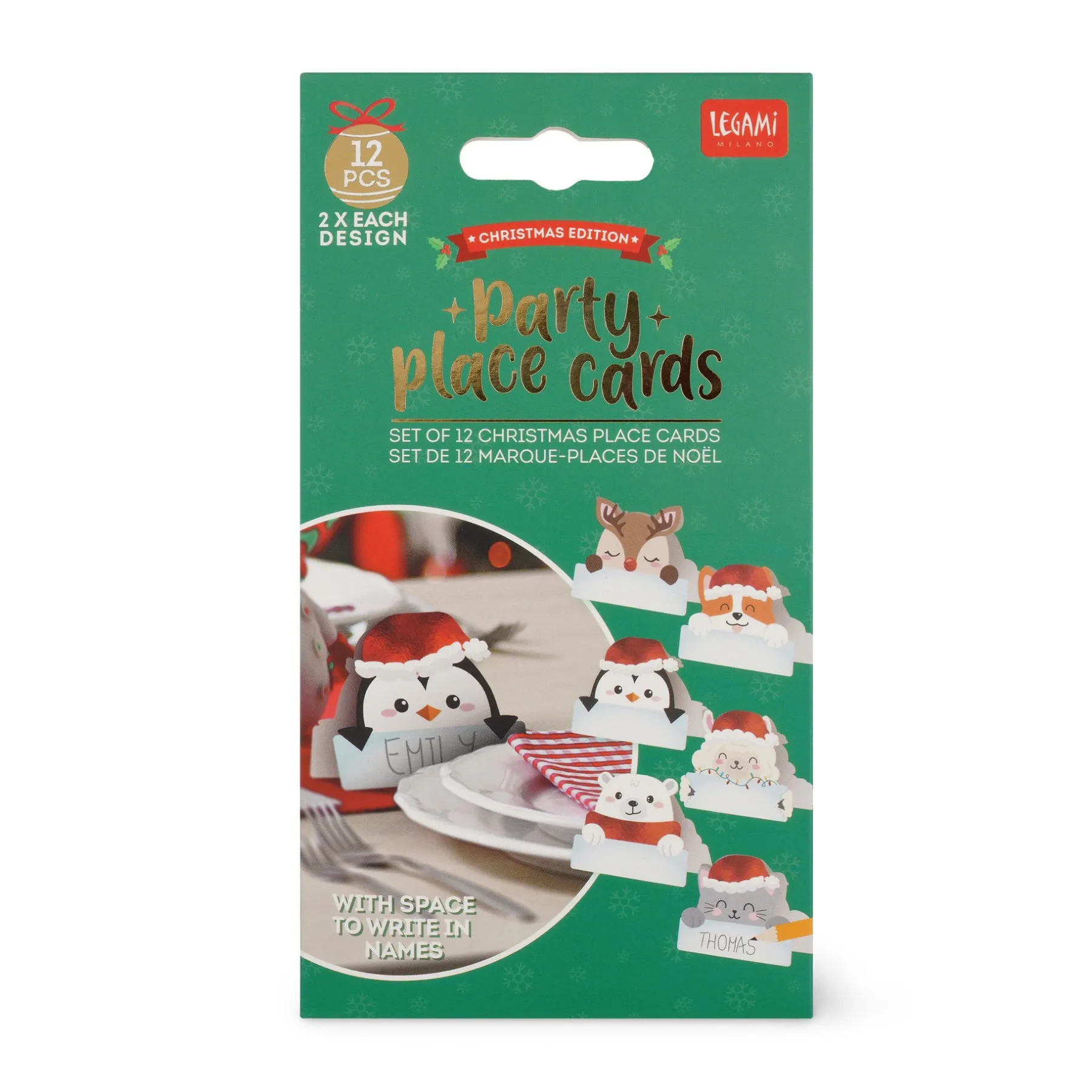 Legami Party-Accessoires*Set mit 12 weihnachtlichen Tischkärtchen
