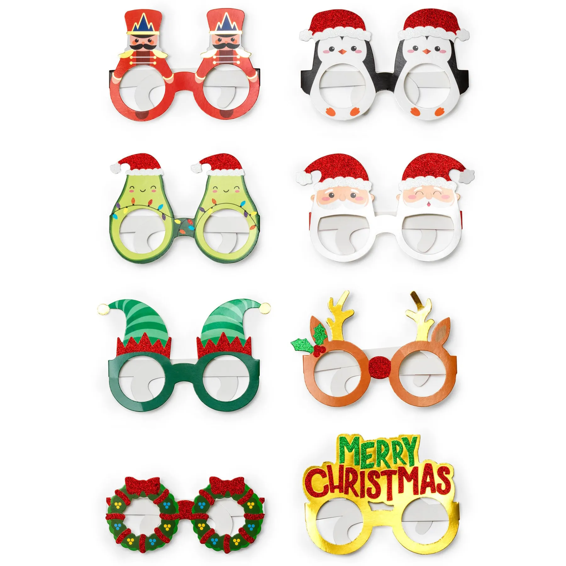 Legami Party-Accessoires*Set mit 8 Weihnachtsbrillen aus Papier