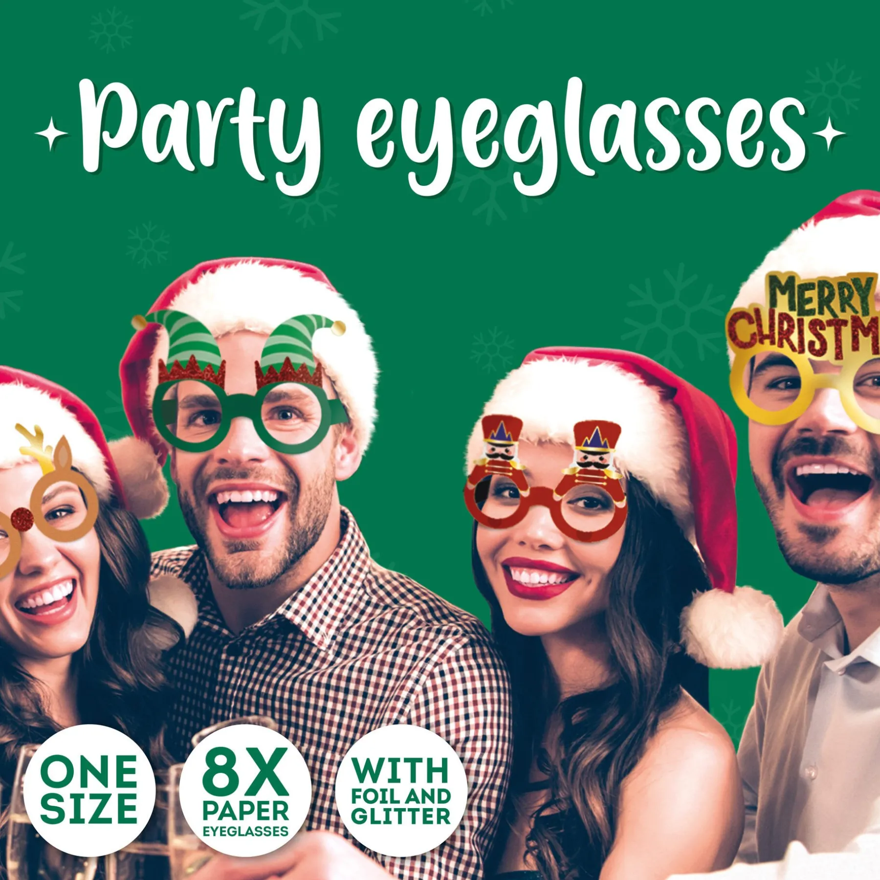 Legami Party-Accessoires*Set mit 8 Weihnachtsbrillen aus Papier