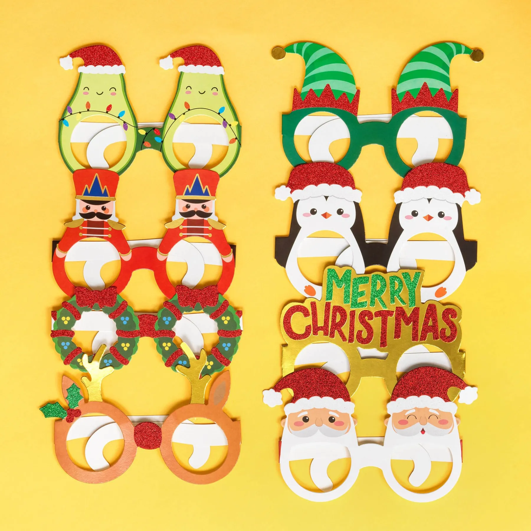 Legami Party-Accessoires*Set mit 8 Weihnachtsbrillen aus Papier