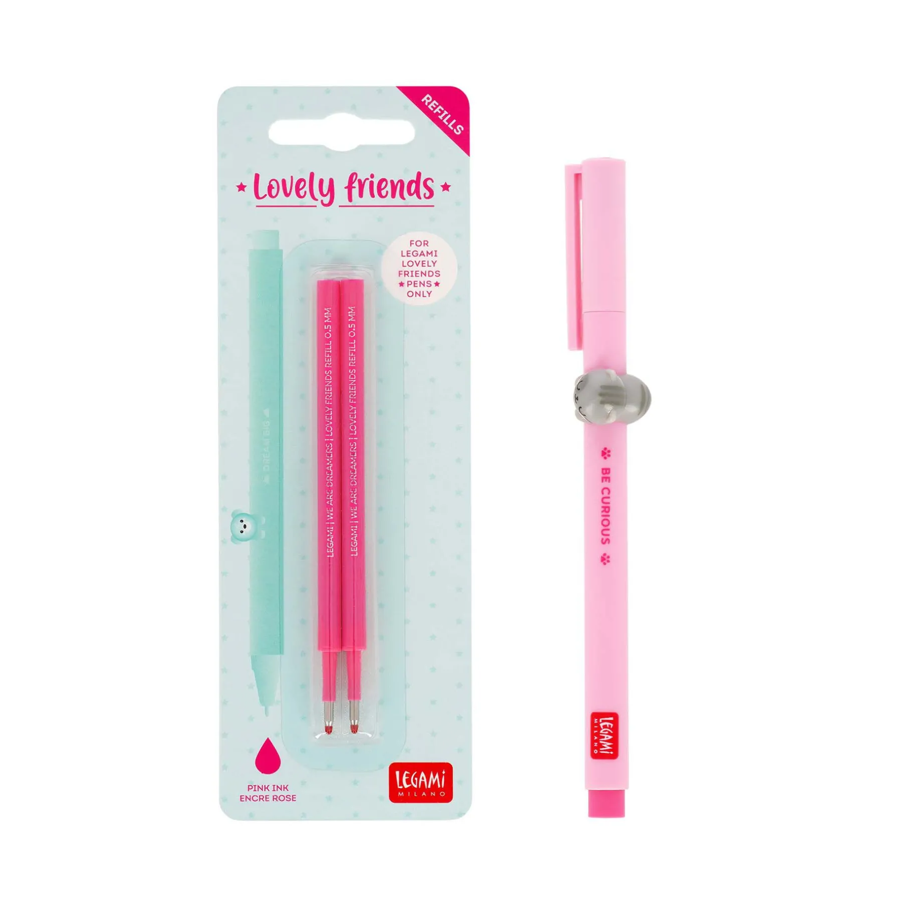 Legami Gelstifte Nachfüllminen Lovely Friends|Kugelschreiber Und Gelstifte*Set Stift Lovely Kitty mit Rosa Ersatzmine