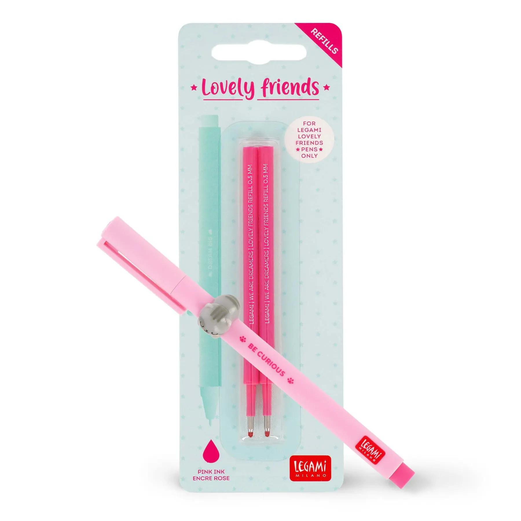 Legami Gelstifte Nachfüllminen Lovely Friends|Kugelschreiber Und Gelstifte*Set Stift Lovely Kitty mit Rosa Ersatzmine