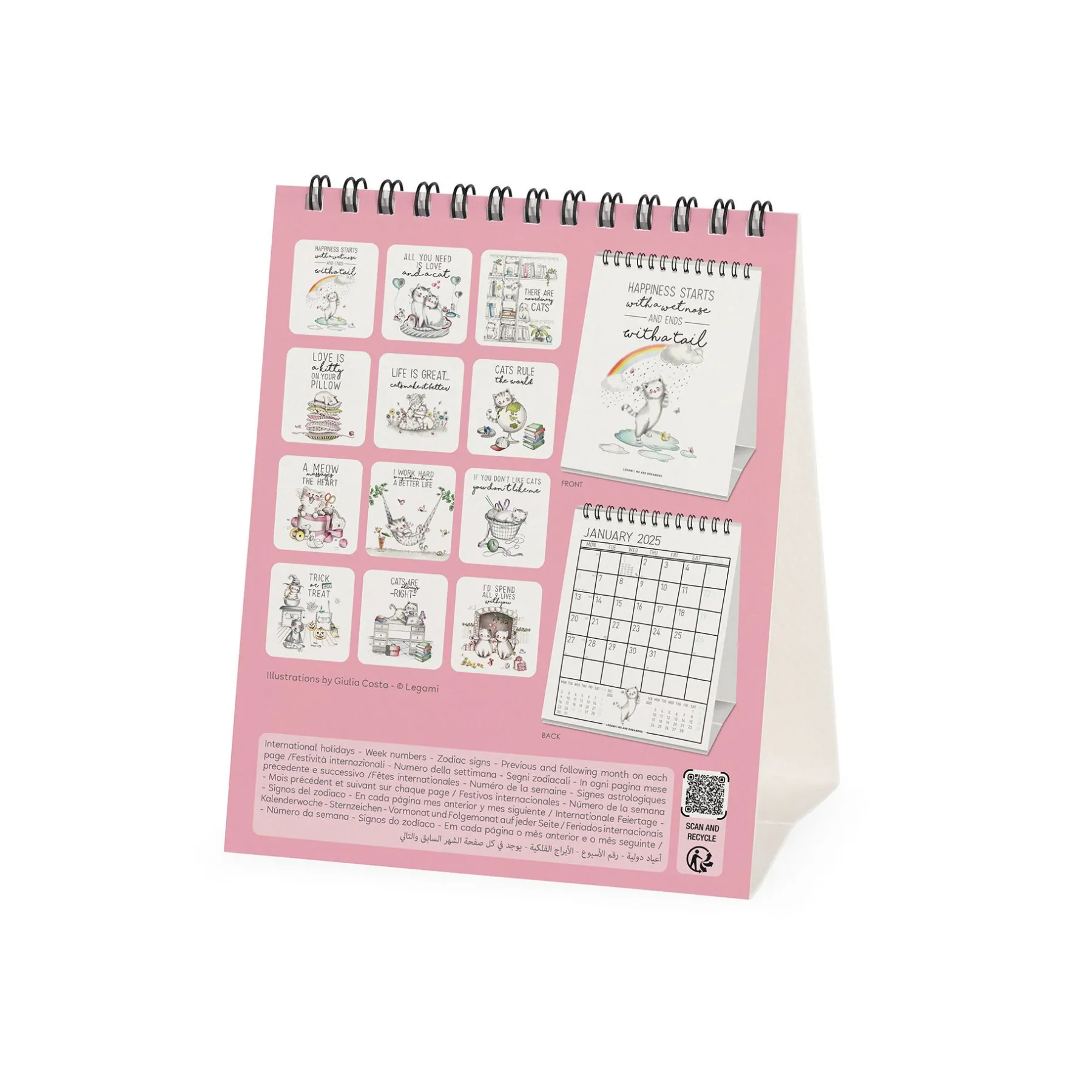 Legami Tischkalender*Tischkalender 2025 - 12 x 14,5 cm