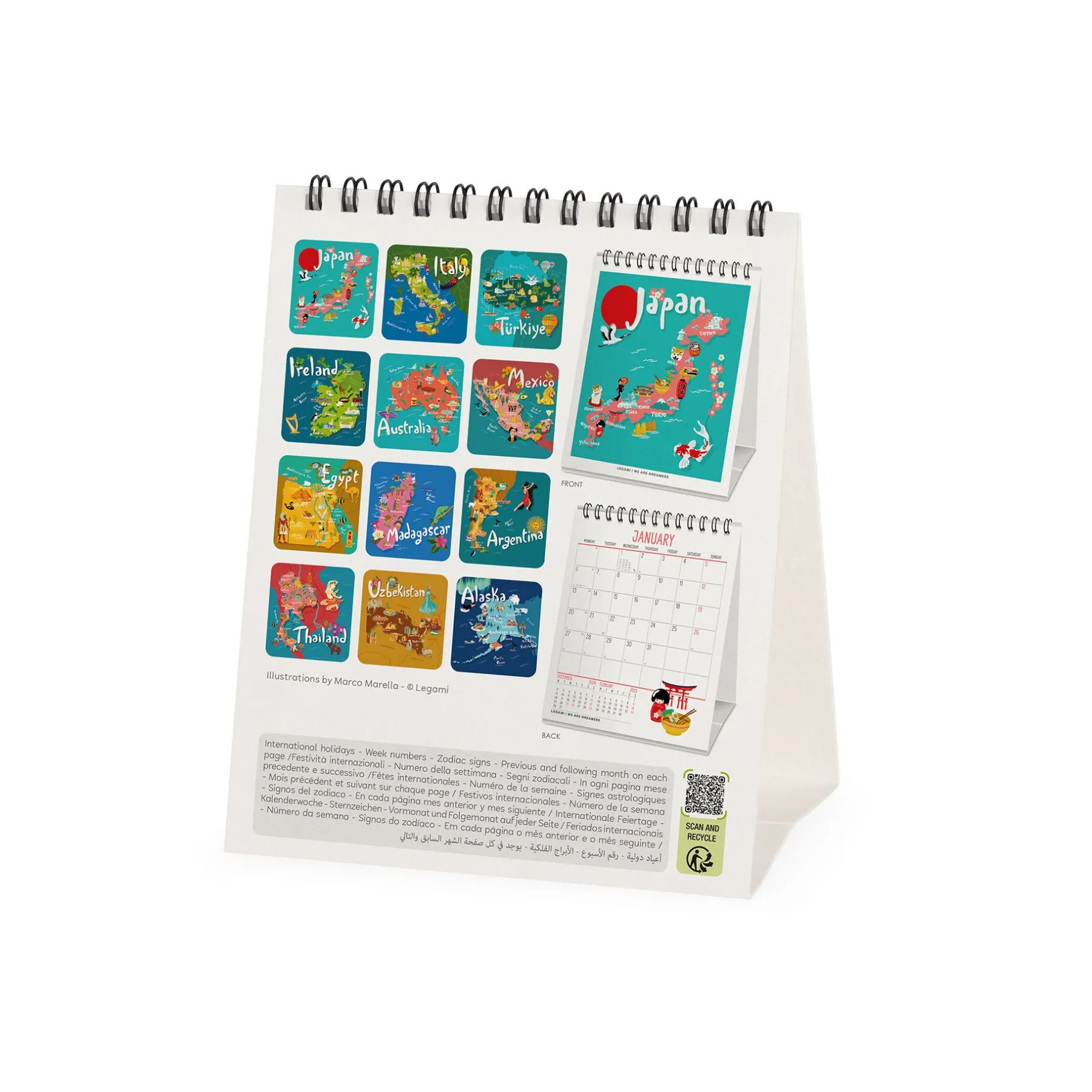 Legami Tischkalender*Tischkalender 2025 - 12 x 14,5 cm