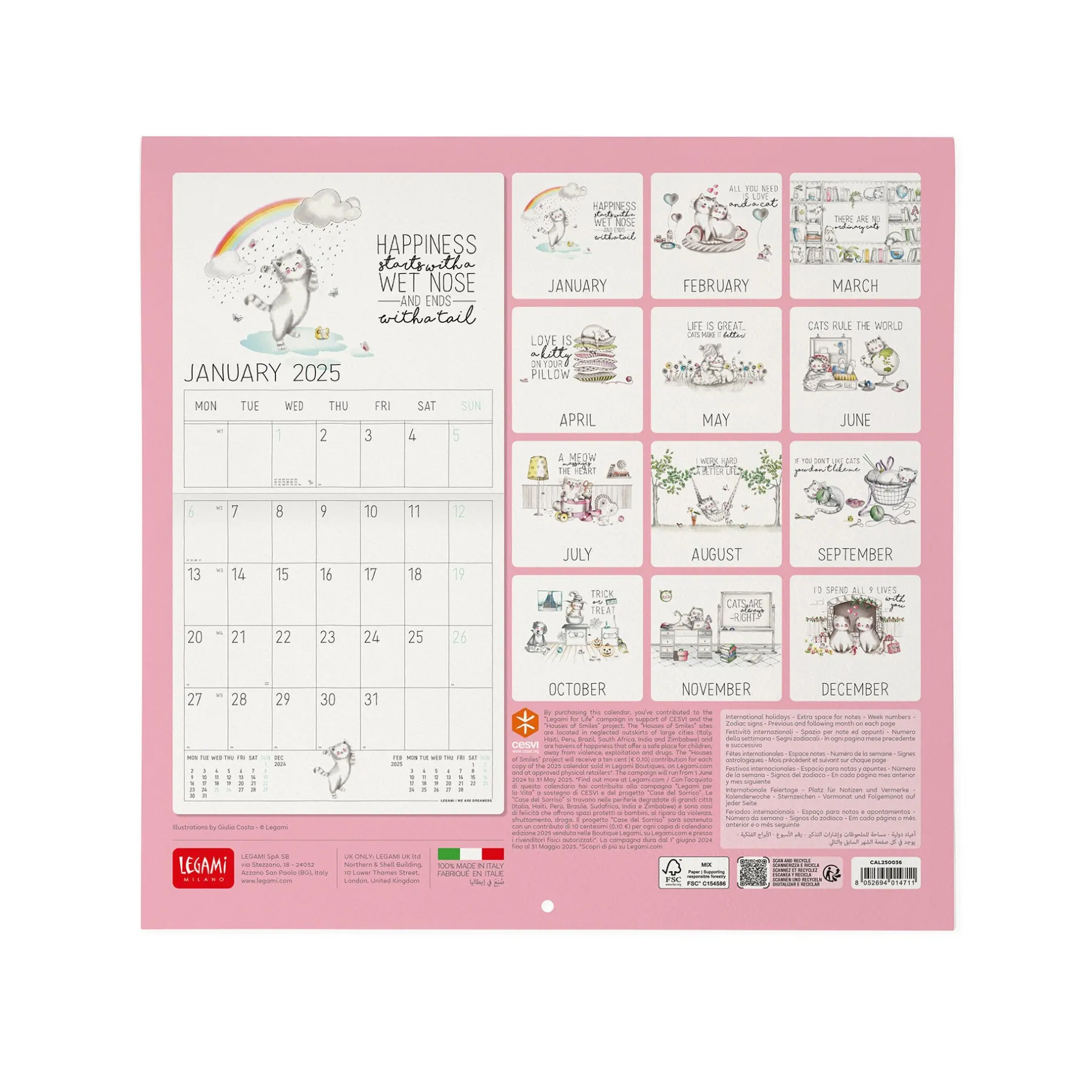 Legami Wandkalender*Wandkalender 2025 - 30 x 29 cm