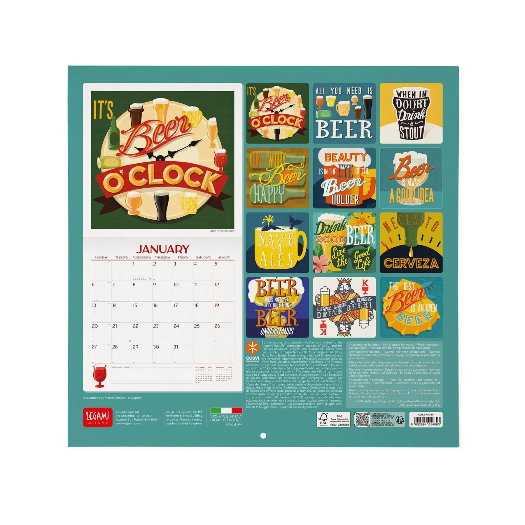 Legami Wandkalender*Wandkalender 2025 - 30 x 29 cm
