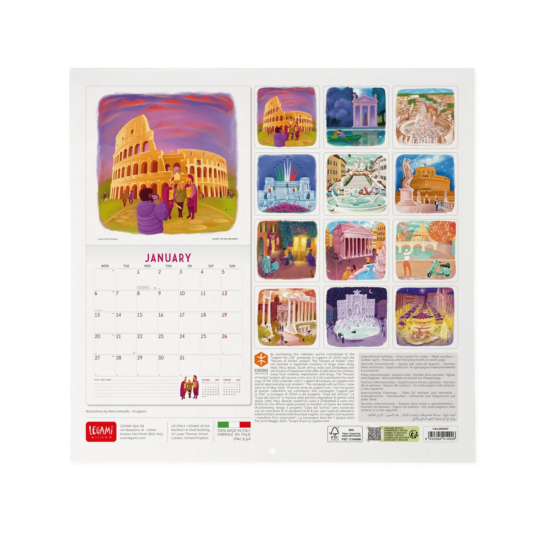 Legami Wandkalender*Wandkalender 2025 - 30 x 29 cm