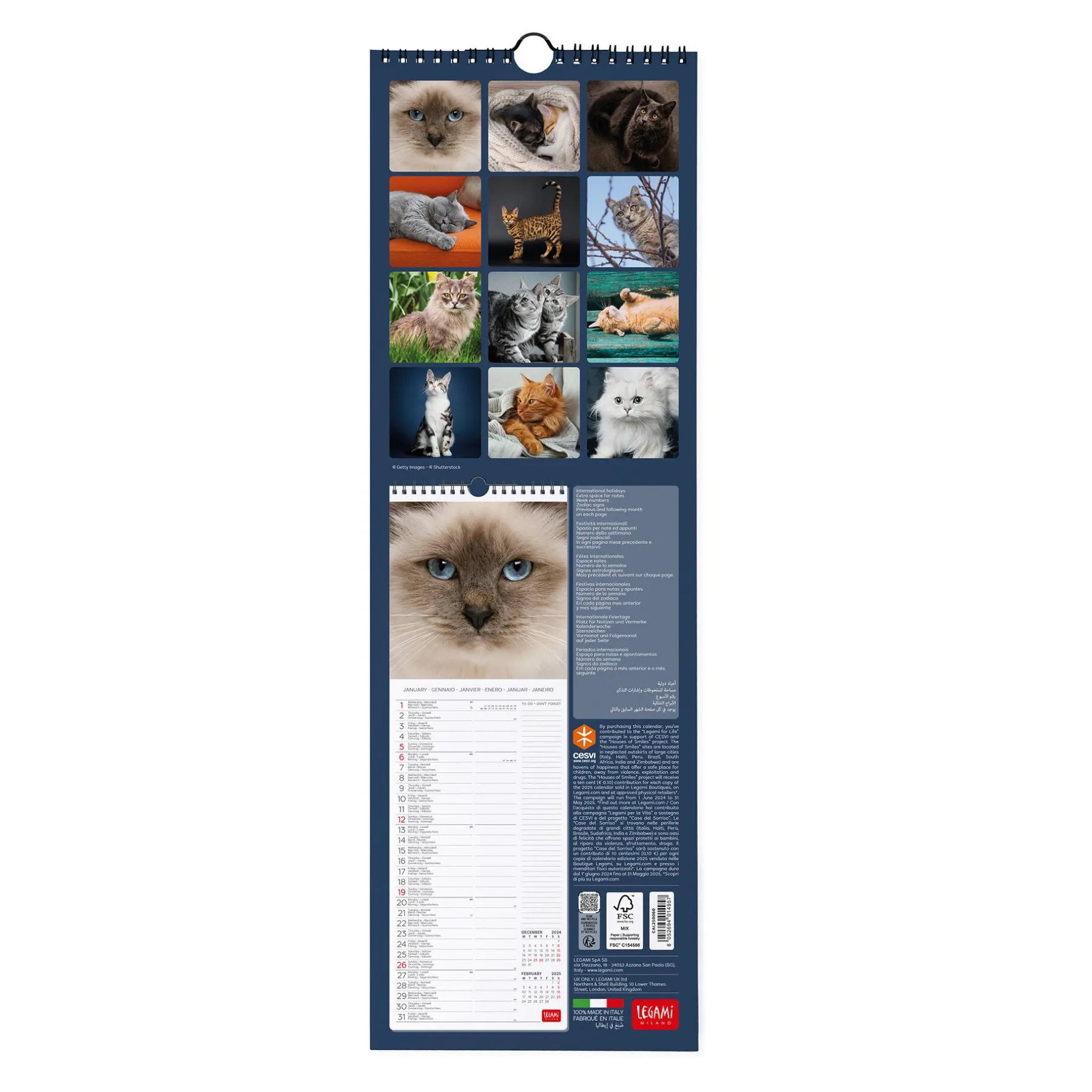 Legami Wandkalender*Wandkalender 2025 - 16 x 49 cm