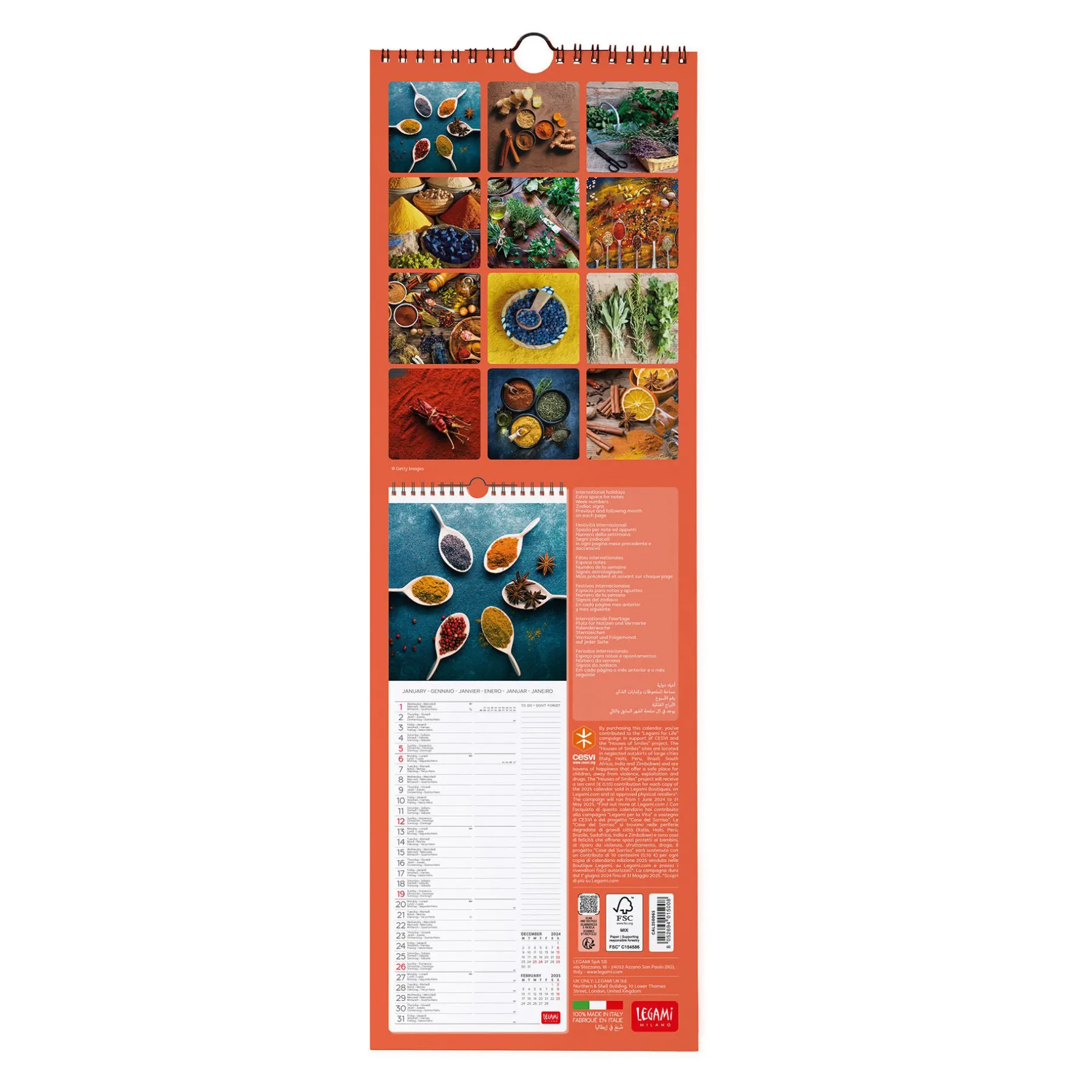 Legami Wandkalender*Wandkalender 2025 - 16 x 49 cm