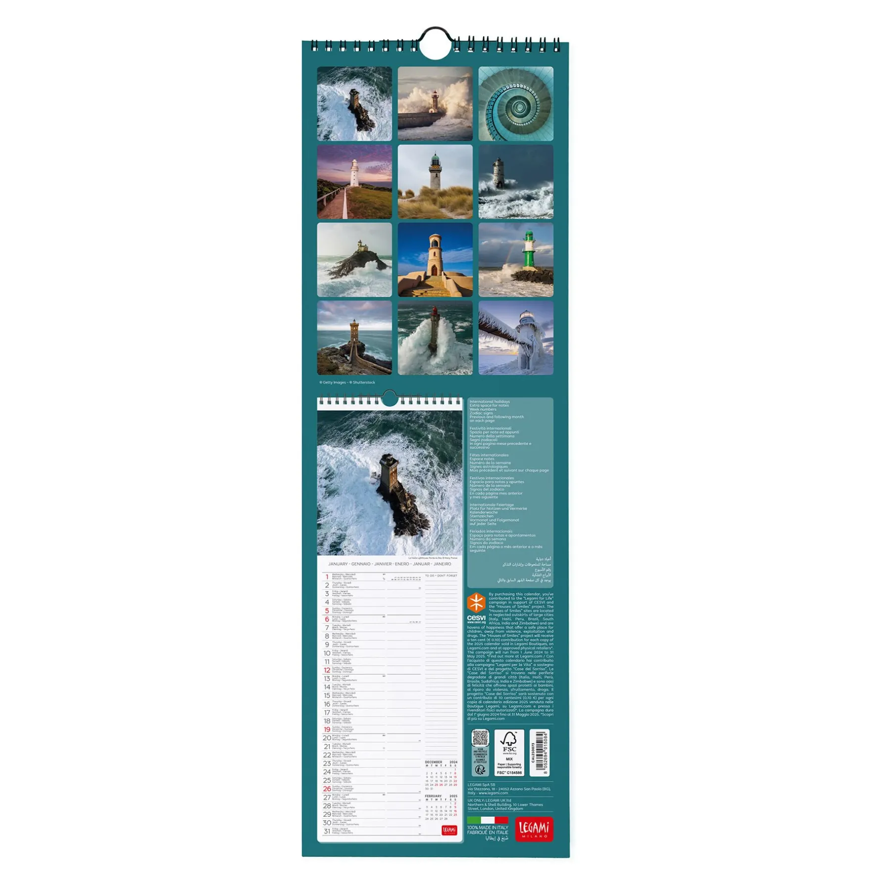 Legami Wandkalender*Wandkalender 2025 - 16 x 49 cm