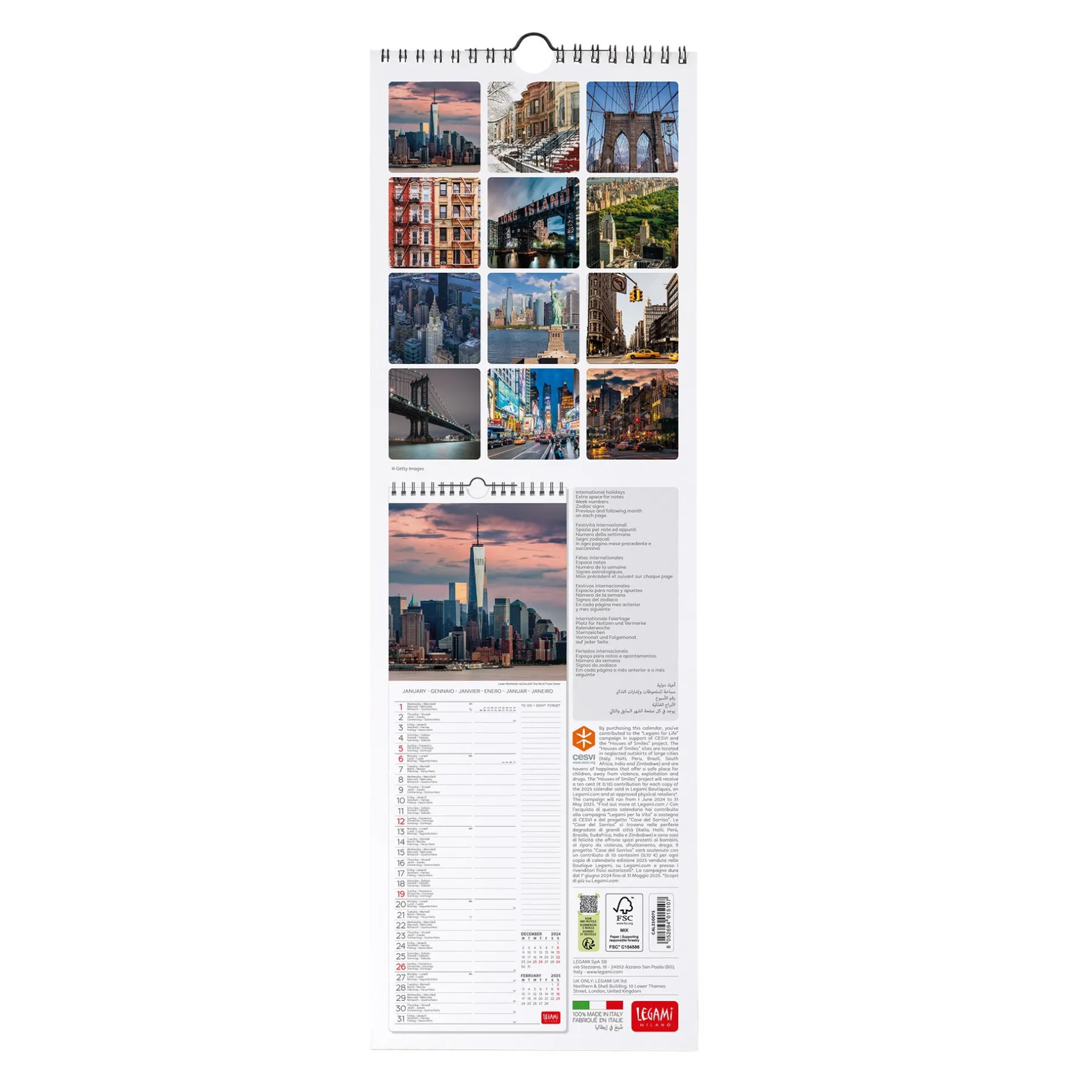 Legami Wandkalender*Wandkalender 2025 - 16 x 49 cm