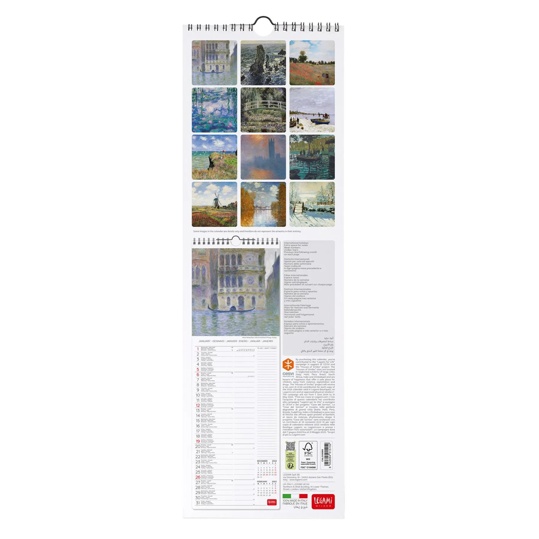Legami Wandkalender*Wandkalender 2025 - 16 x 49 cm
