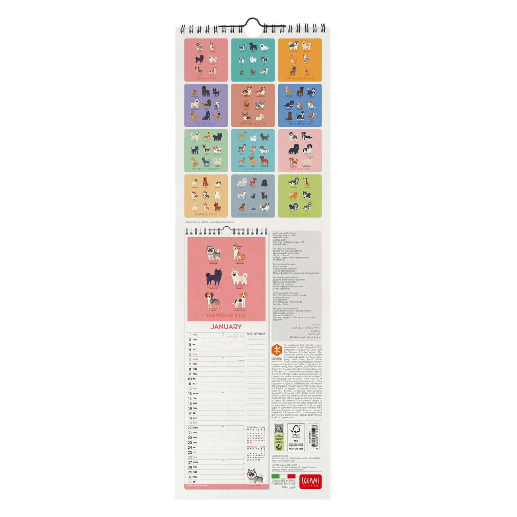 Legami Wandkalender*Wandkalender 2025 - 16 x 49 cm
