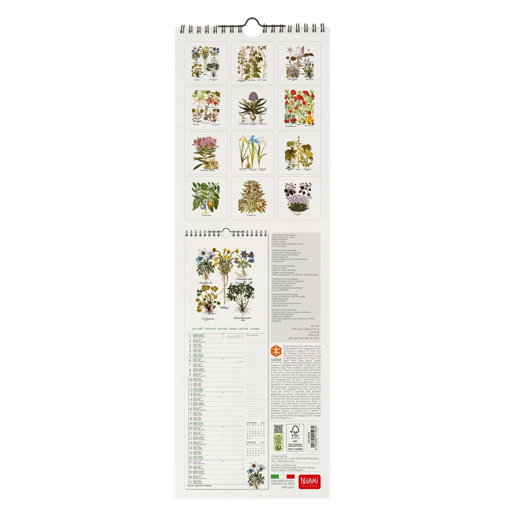 Legami Wandkalender*Wandkalender 2025 - 16 x 49 cm
