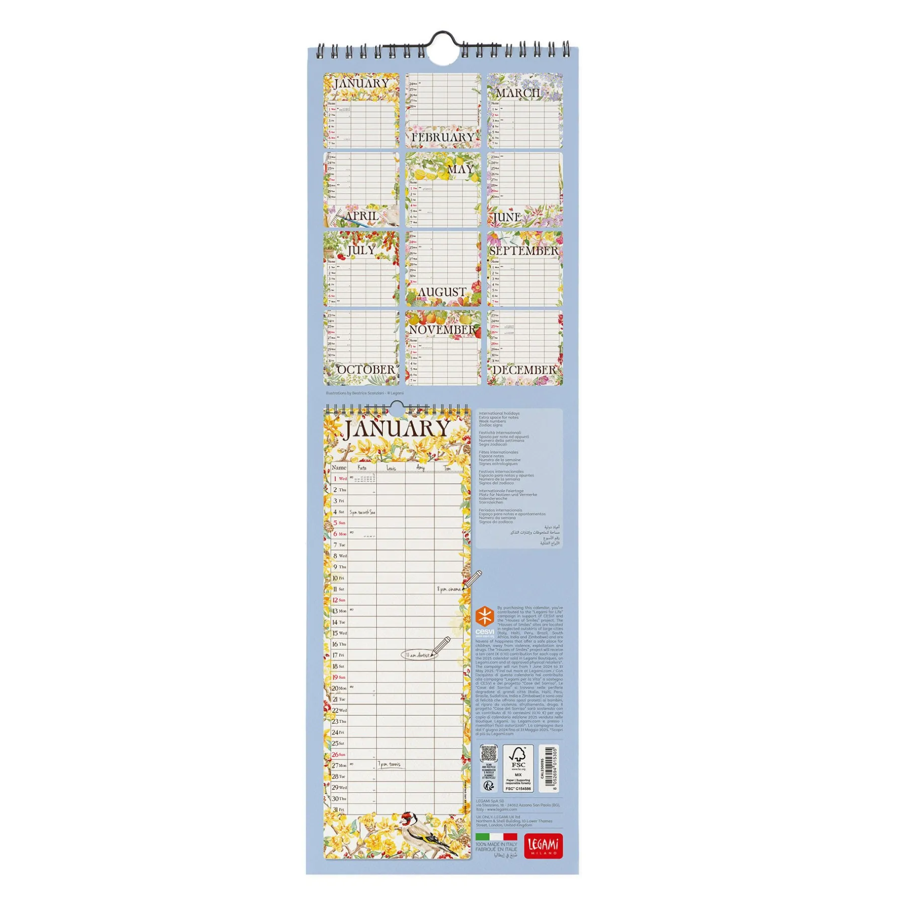 Legami Wandkalender*Wandkalender 2025 - 16 x 49 cm