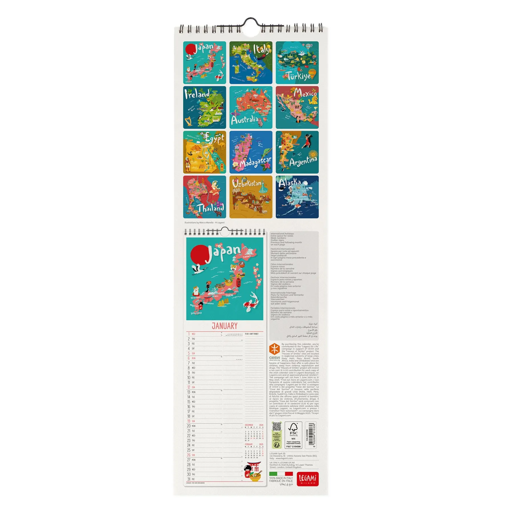 Legami Wandkalender*Wandkalender 2025 - 16 x 49 cm