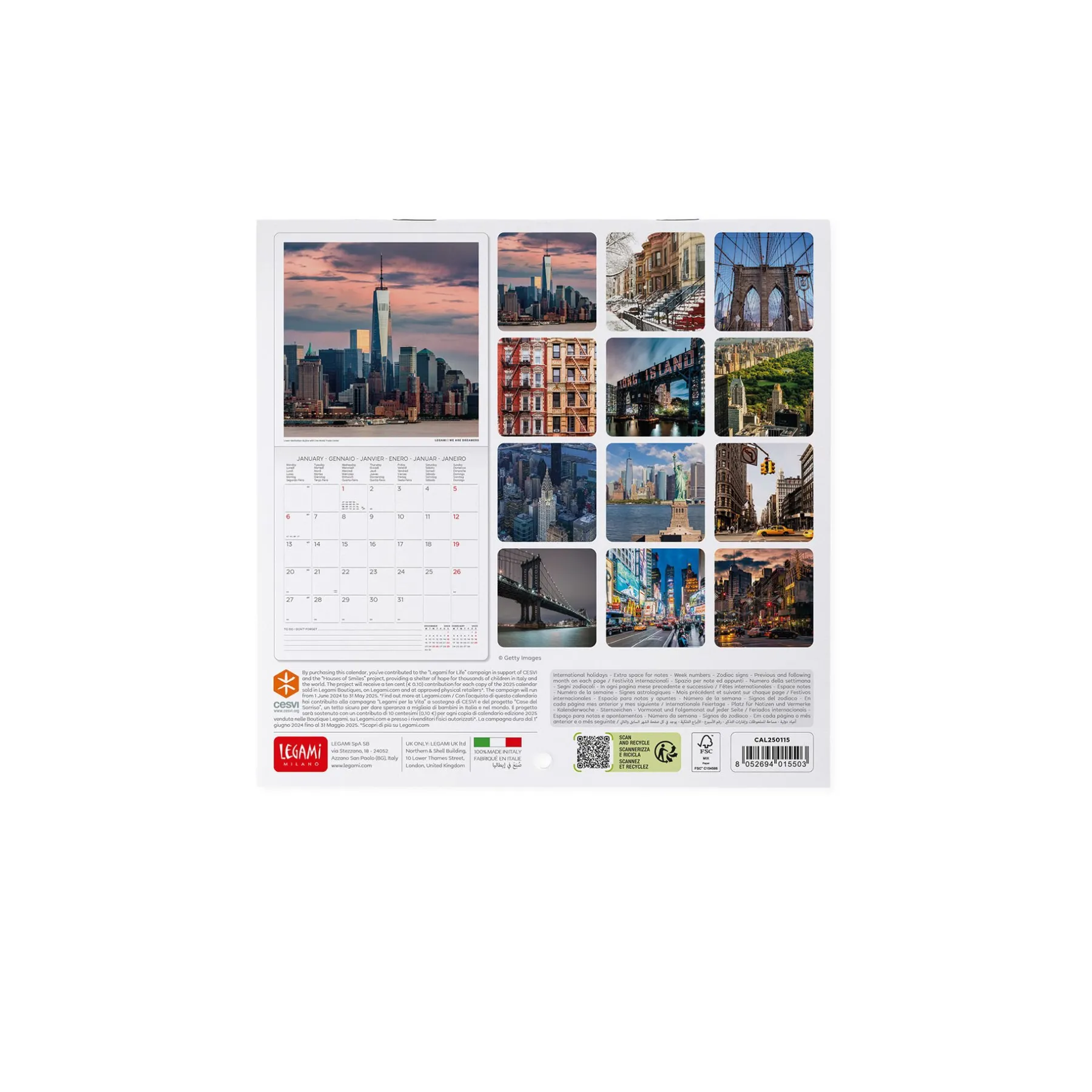 Legami Wandkalender*Wandkalender 2025 - 18 x 18 cm