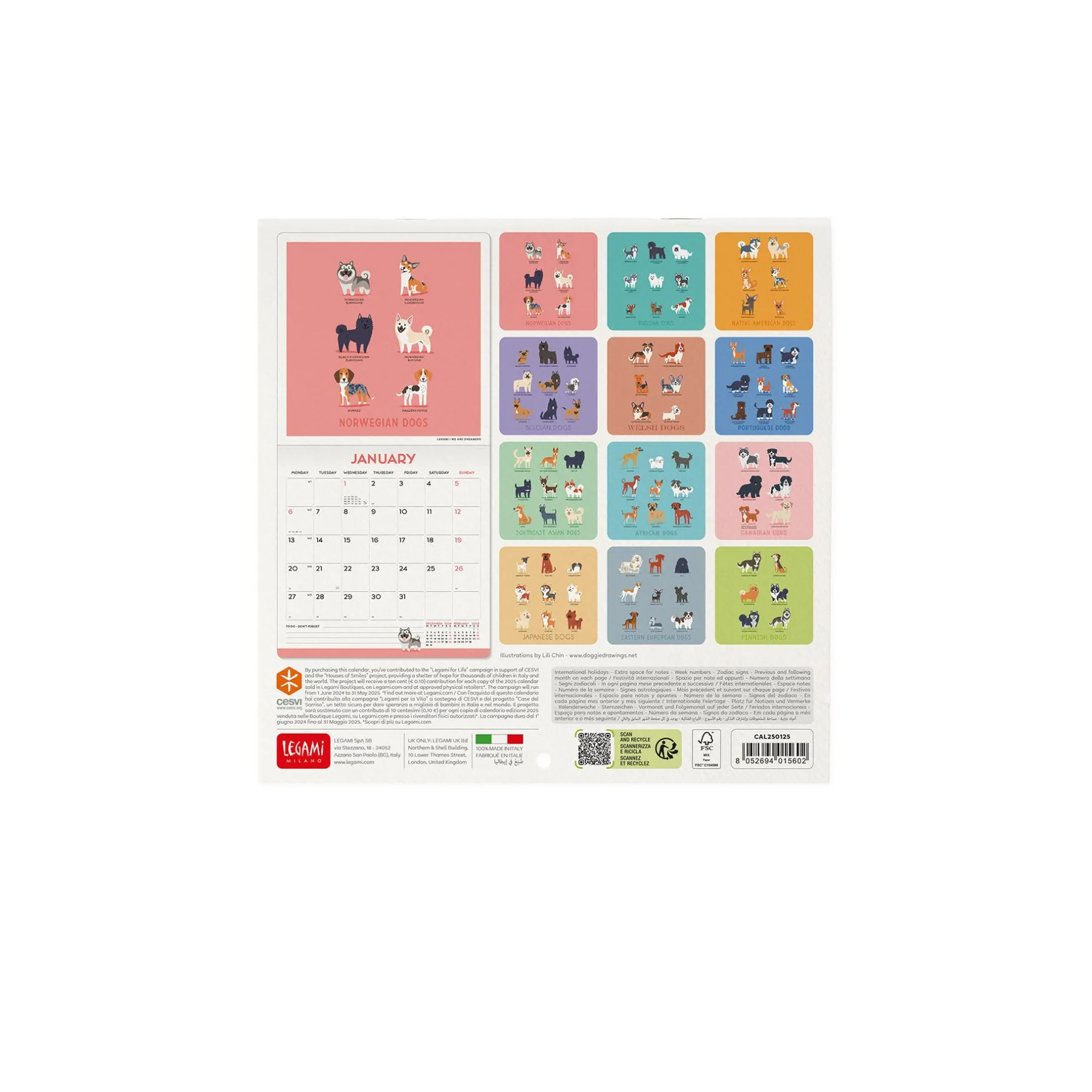 Legami Wandkalender*Wandkalender 2025 - 18 x 18 cm