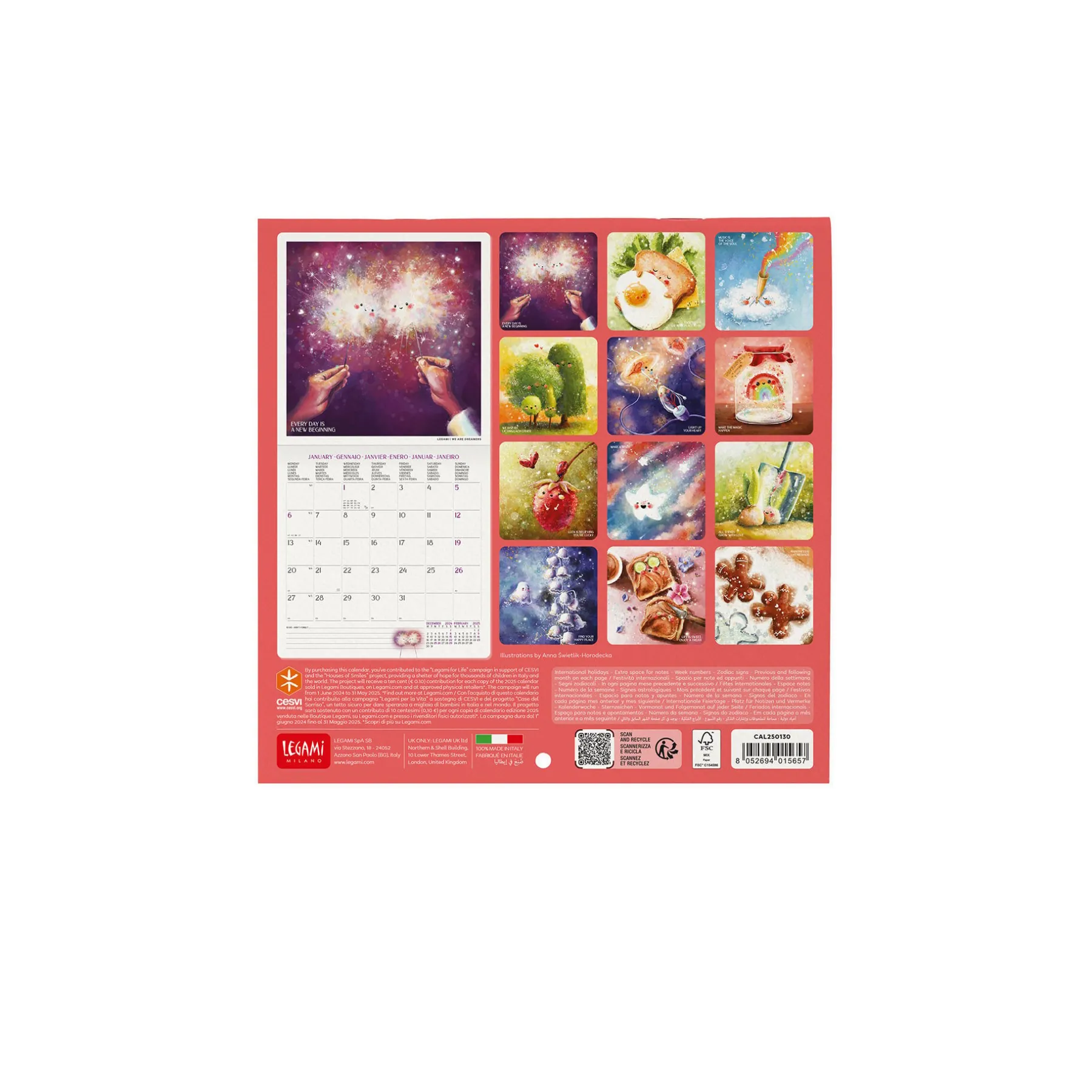 Legami Wandkalender*Wandkalender 2025 - 18 x 18 cm