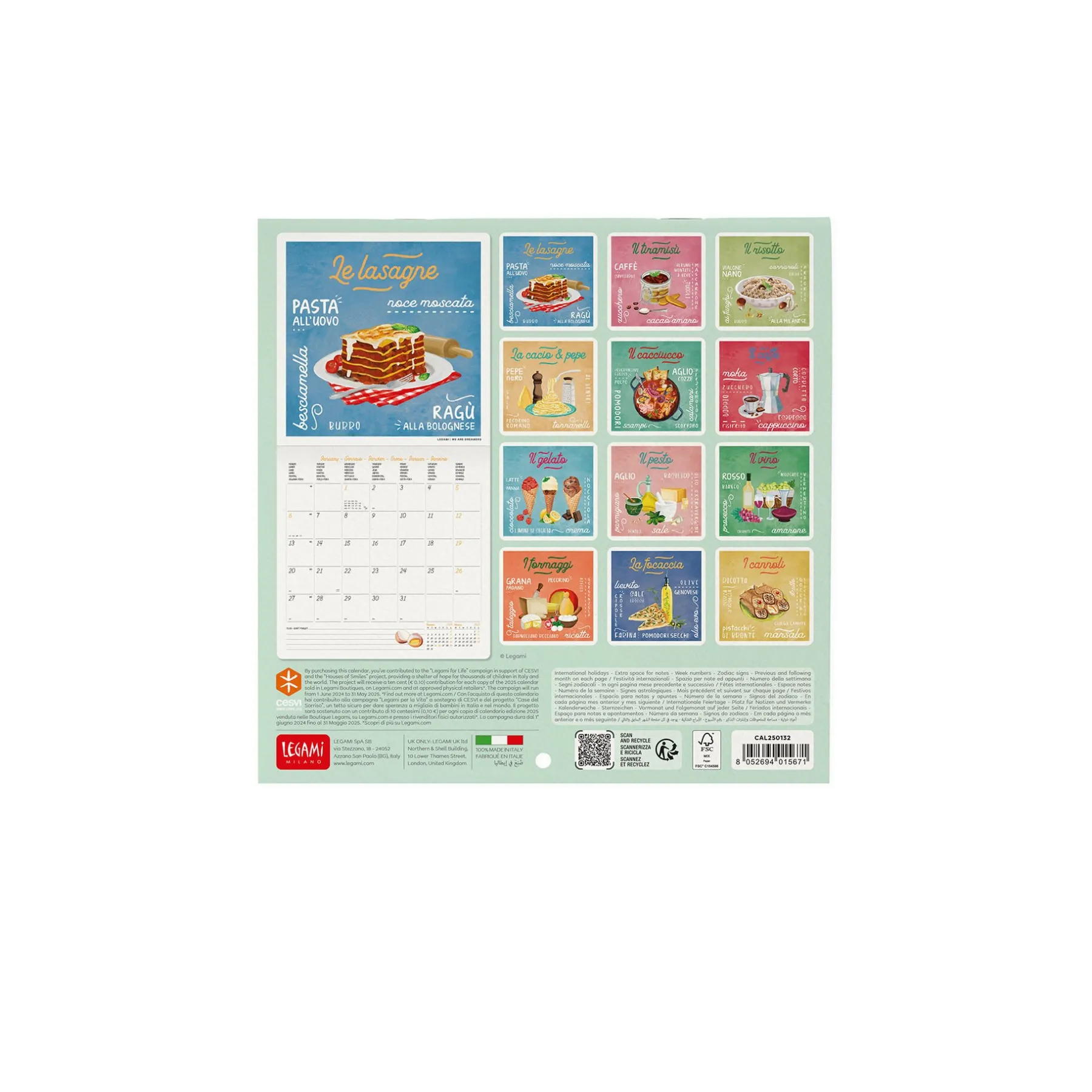 Legami Wandkalender*Wandkalender 2025 - 18 x 18 cm