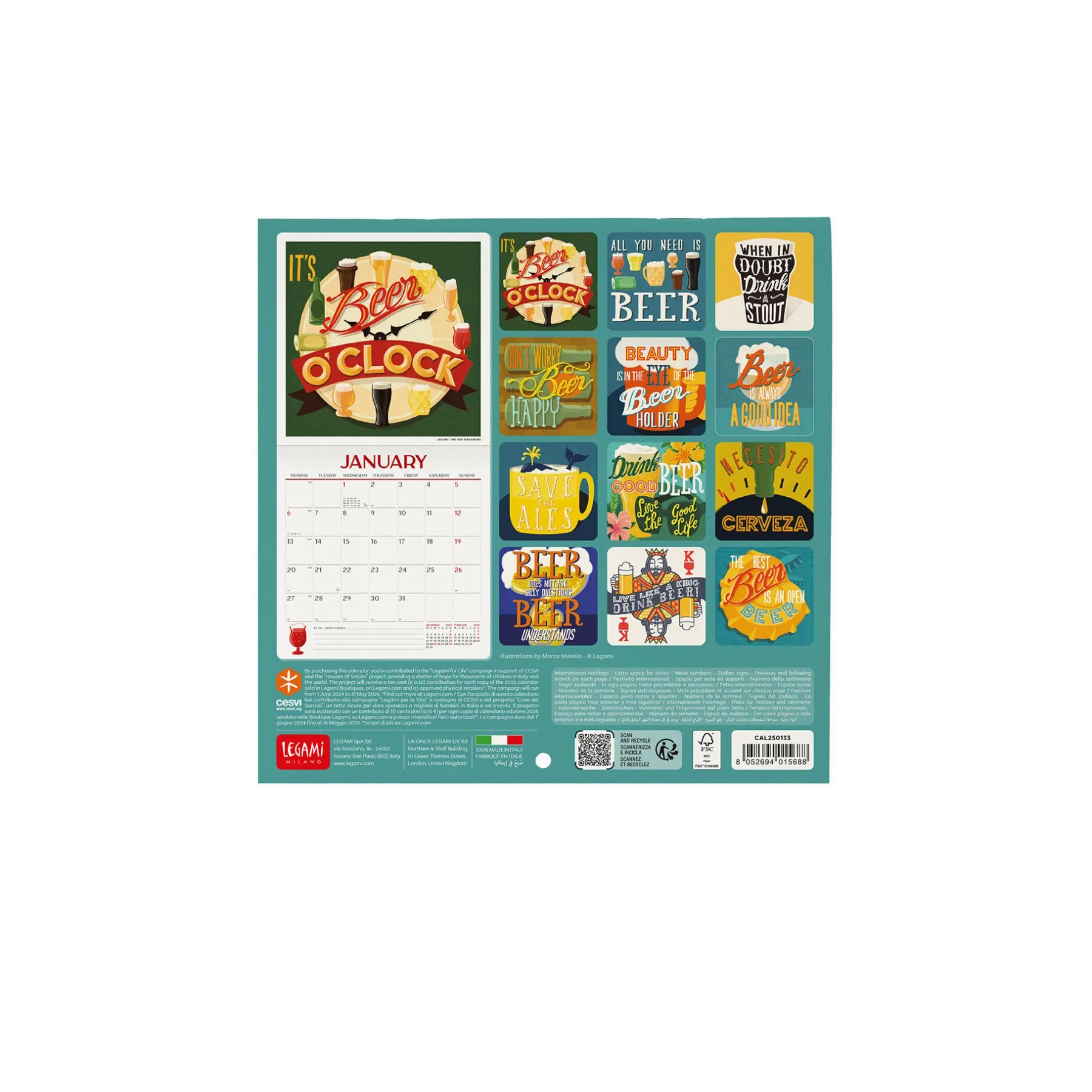 Legami Wandkalender*Wandkalender 2025 - 18 x 18 cm