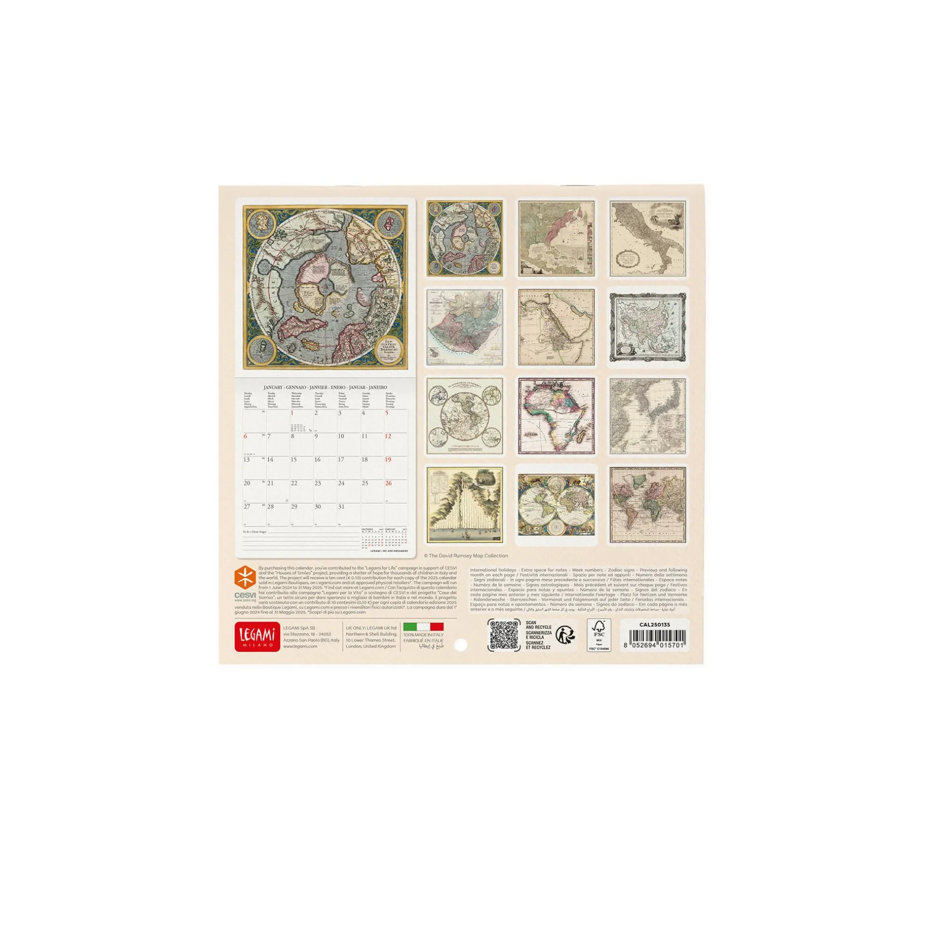 Legami Wandkalender*Wandkalender 2025 - 18 x 18 cm