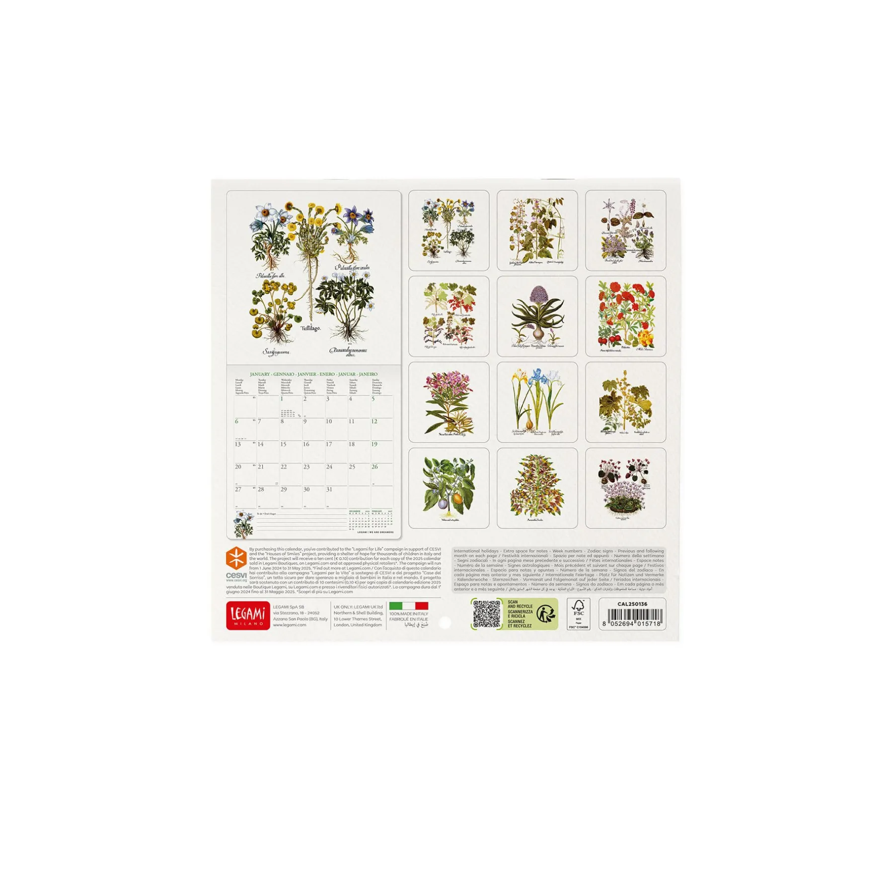 Legami Wandkalender*Wandkalender 2025 - 18 x 18 cm