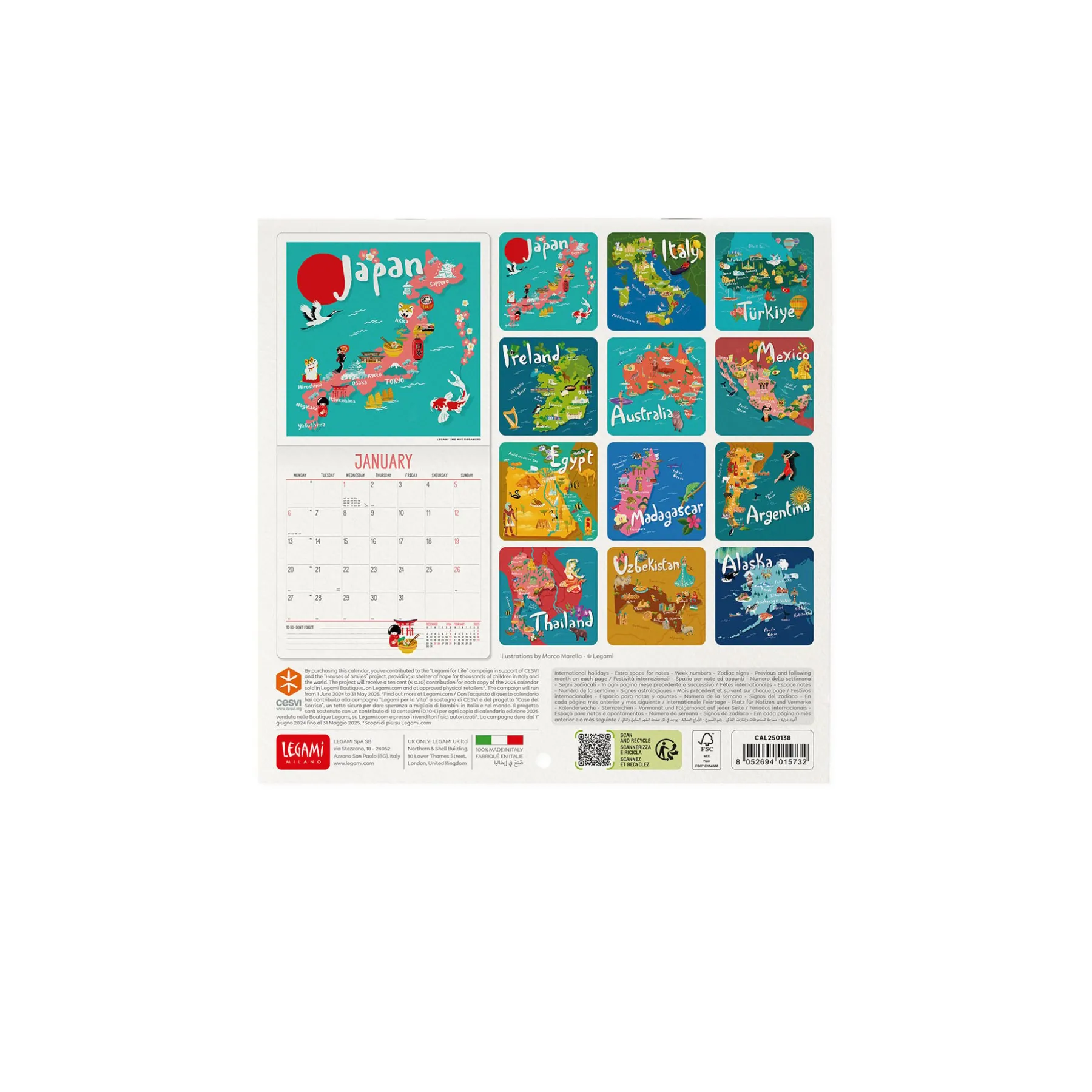 Legami Wandkalender*Wandkalender 2025 - 18 x 18 cm