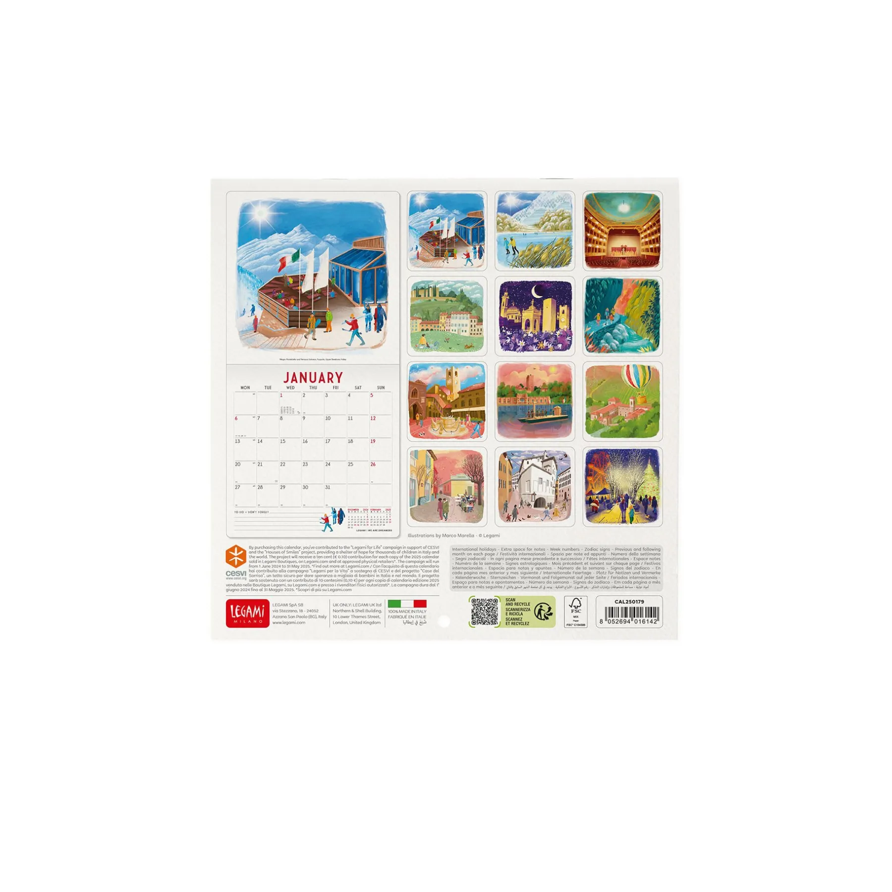 Legami Wandkalender*Wandkalender 2025 - 18 x 18 cm